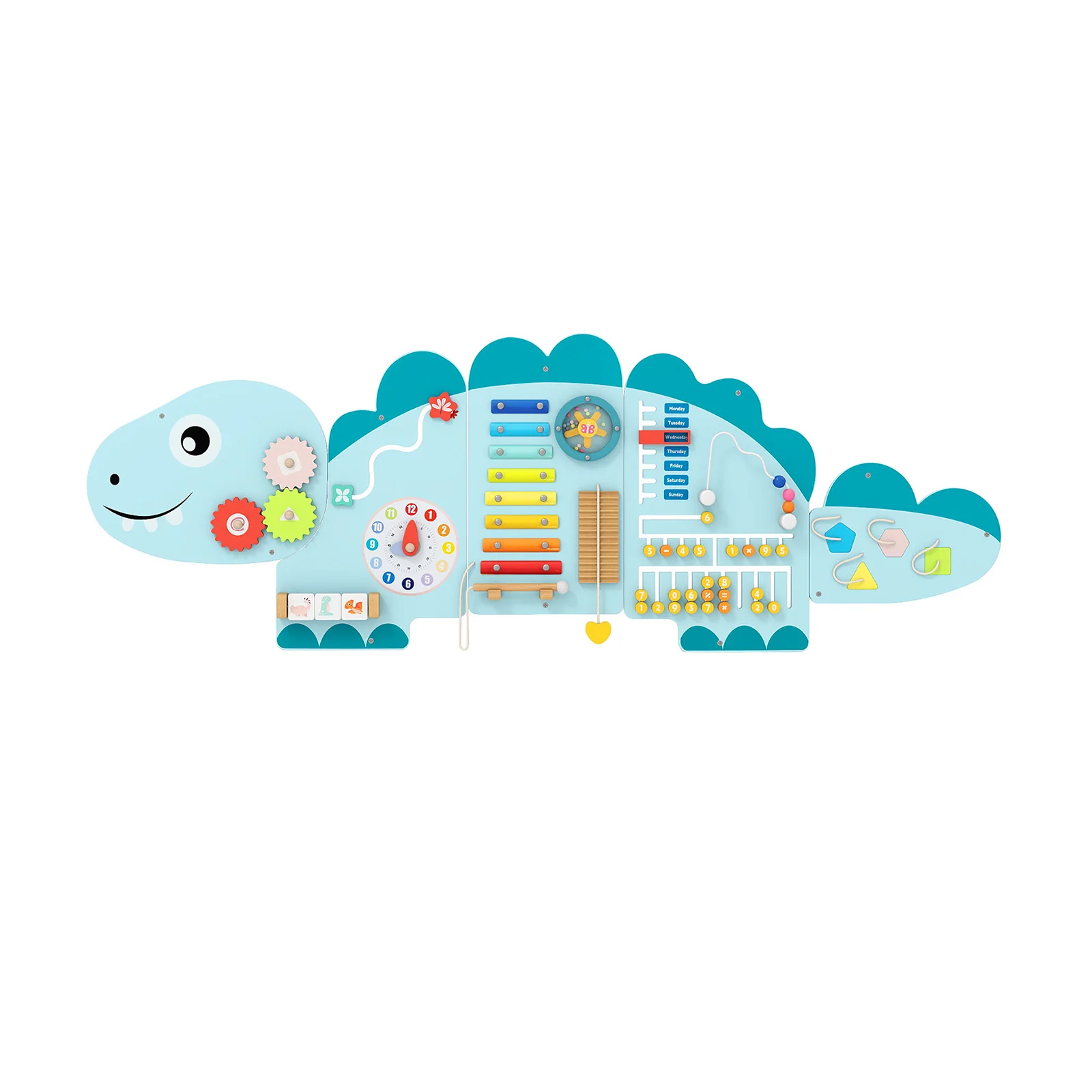 11-in-1 Dinosaur Activity Wall Busy Board Panels for Toddlers Education and Early Development - Image 28
