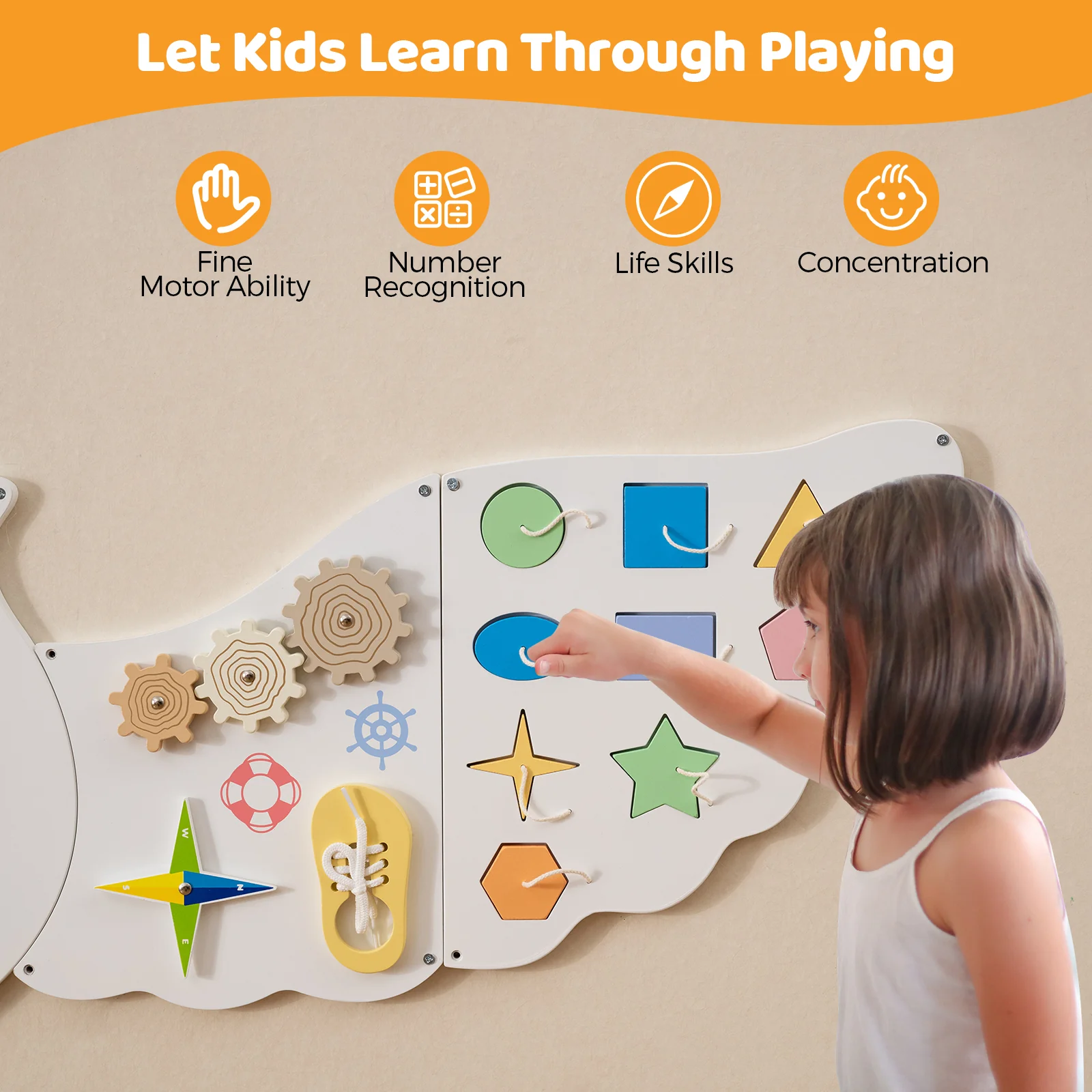 11-in-1 Toddler Learning Activity Center Owl Activity Wall Busy Board Panels for 3+ Years Old - Image 7