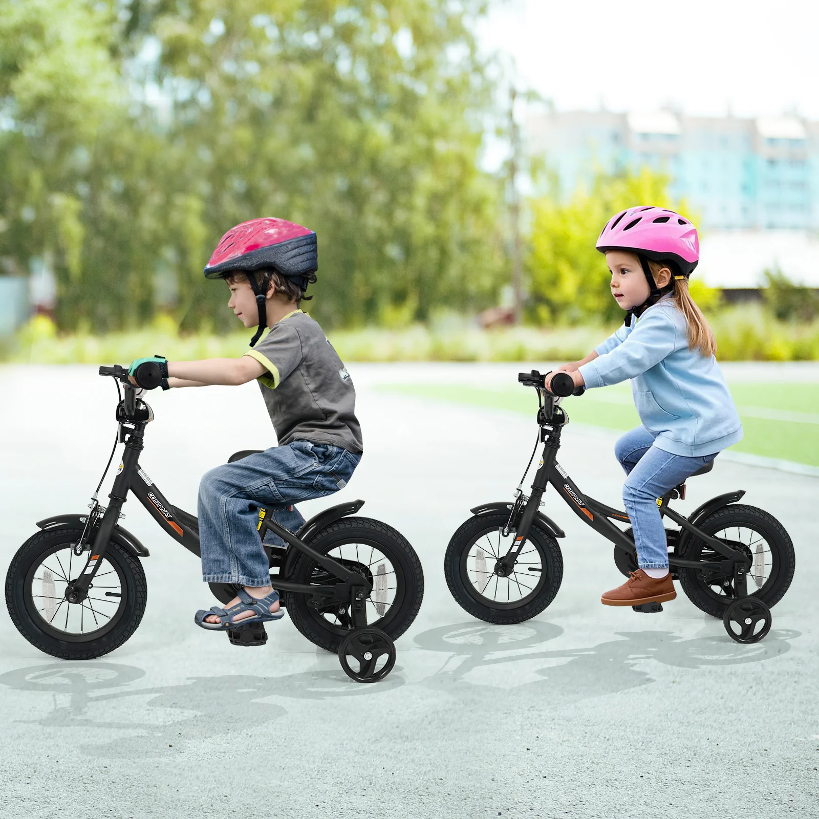 12/14/16/18 Inches Kids Bike with Removable Training Wheels and Adjustable Seatfor 3-8 Years Old Black - Image 26