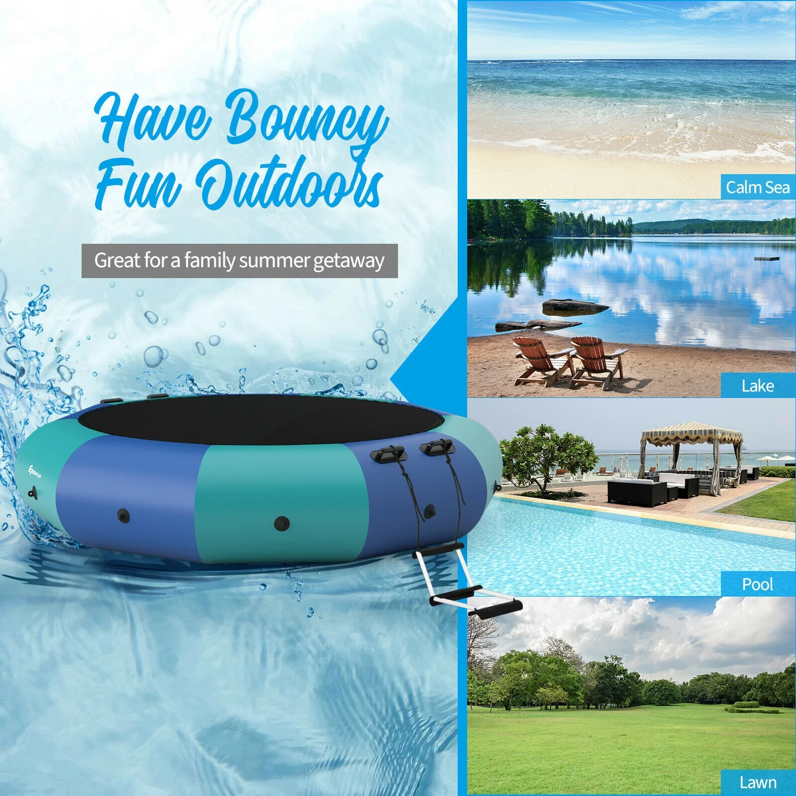 12 Feet Inflatable Splash Padded Water Bouncer Trampoline - Image 14