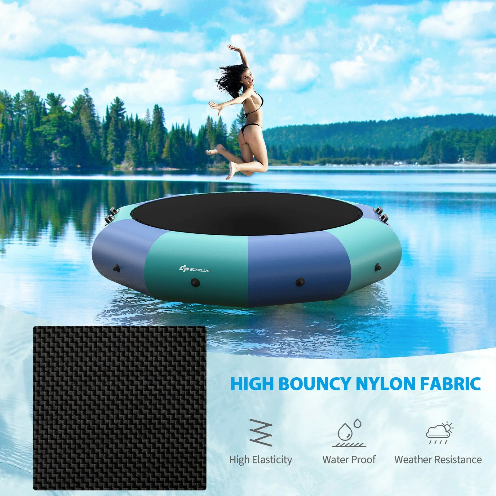 12 Feet Inflatable Splash Padded Water Bouncer Trampoline - Image 16