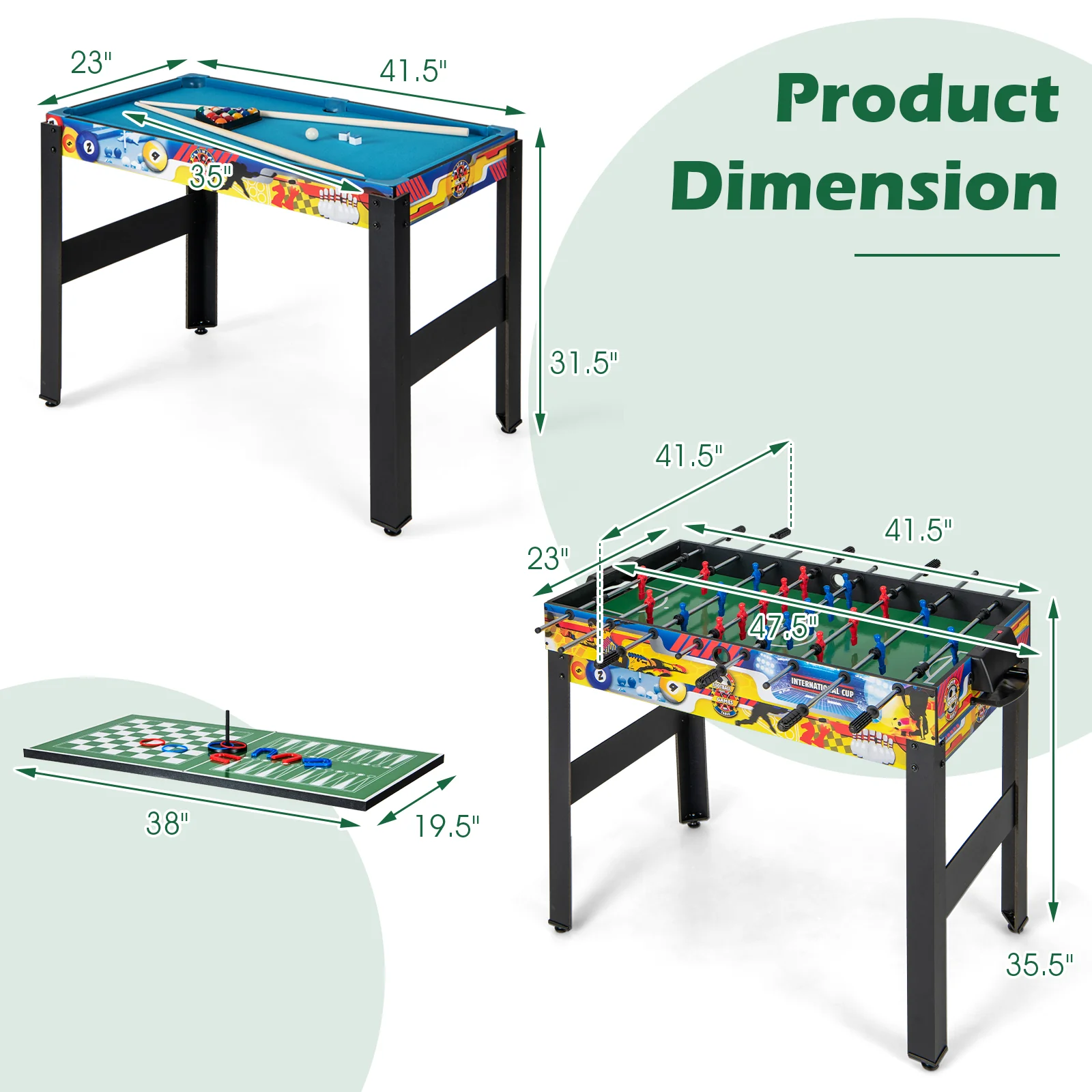 12-in-1 Combo Game Table Set with Foosball Air Hockey Pool Chess and Ping Pong - Image 5
