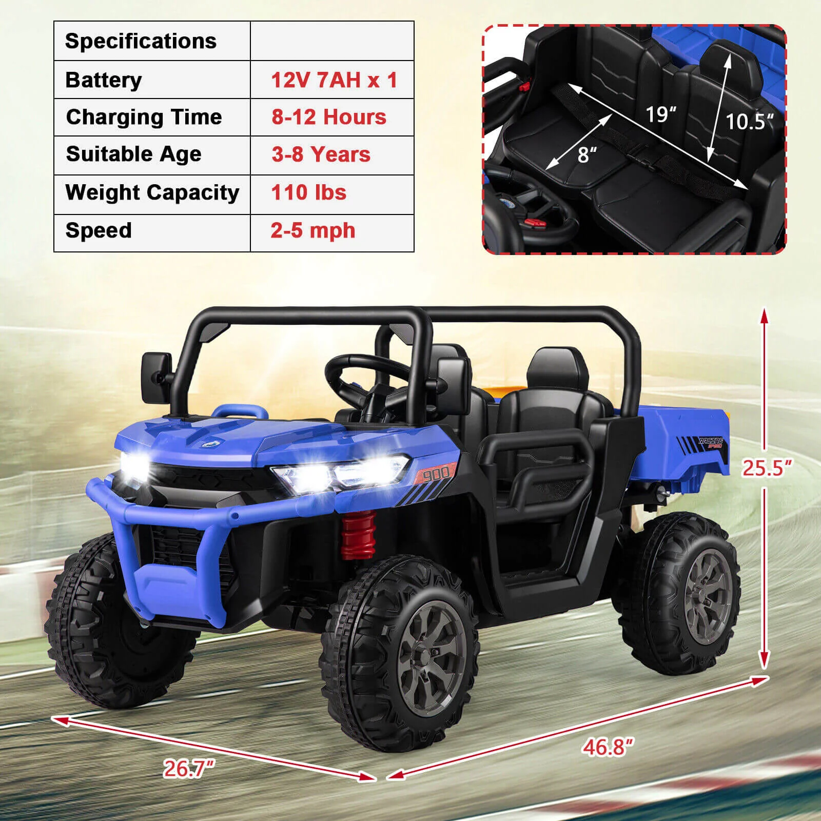 12V 2-Seater Kids Ride On Dump Truck with Dump Bed and Shovel - Image 37