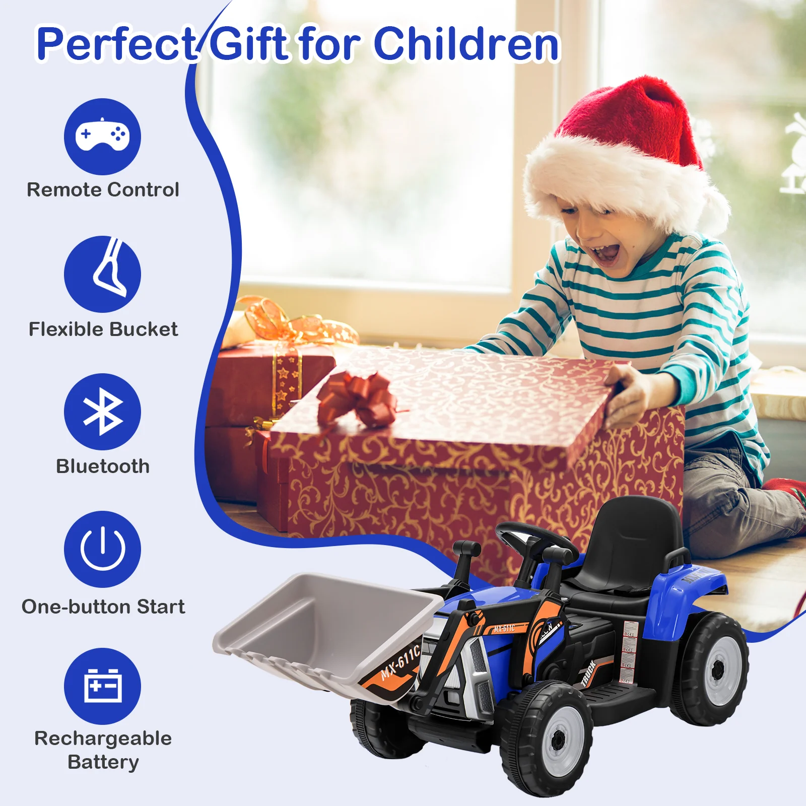 12V Battery Powered Kids Ride on Excavator with Adjustable Arm and Bucket - Image 7
