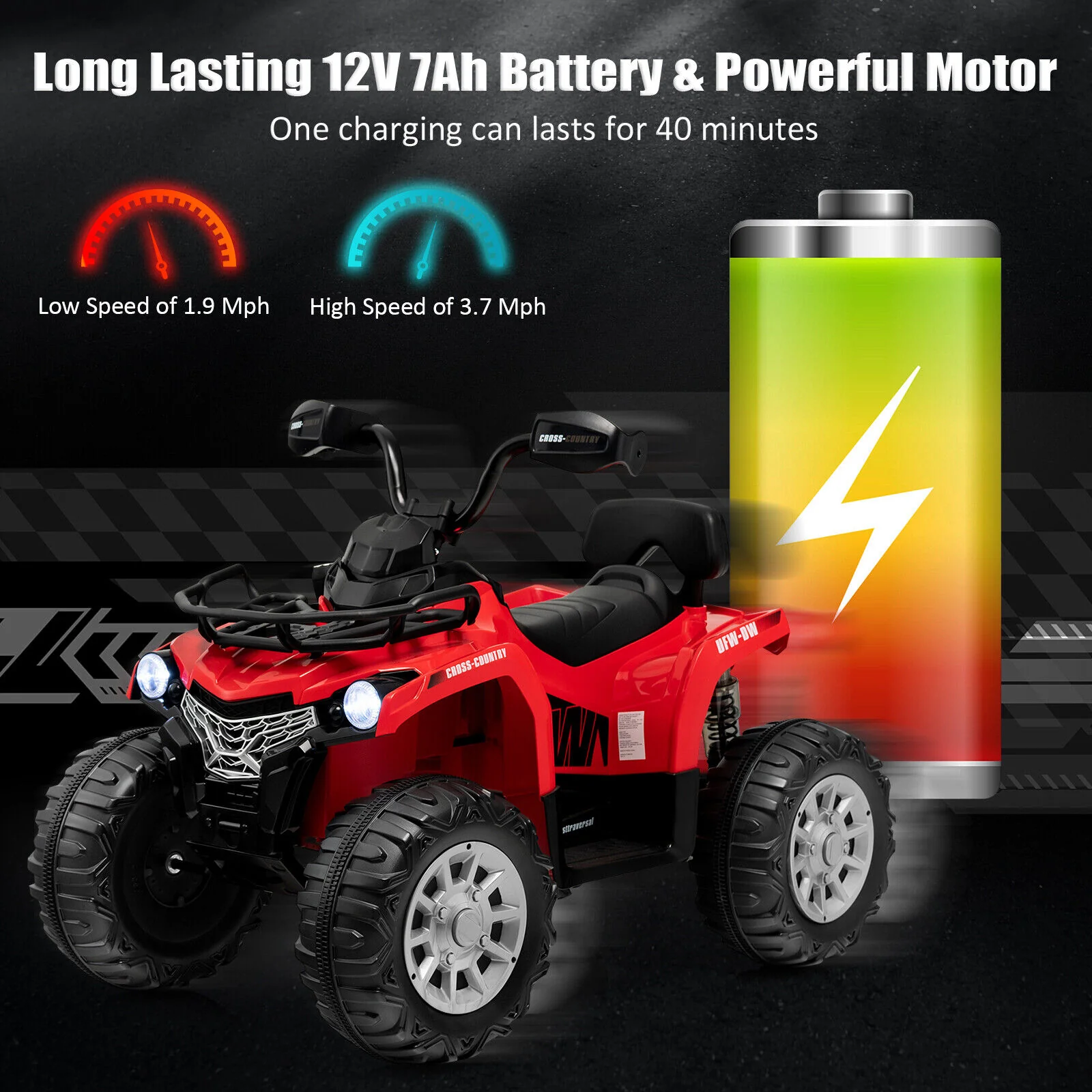 12V Kids Ride On ATV 4 Wheeler with MP3 and Headlights - Image 5