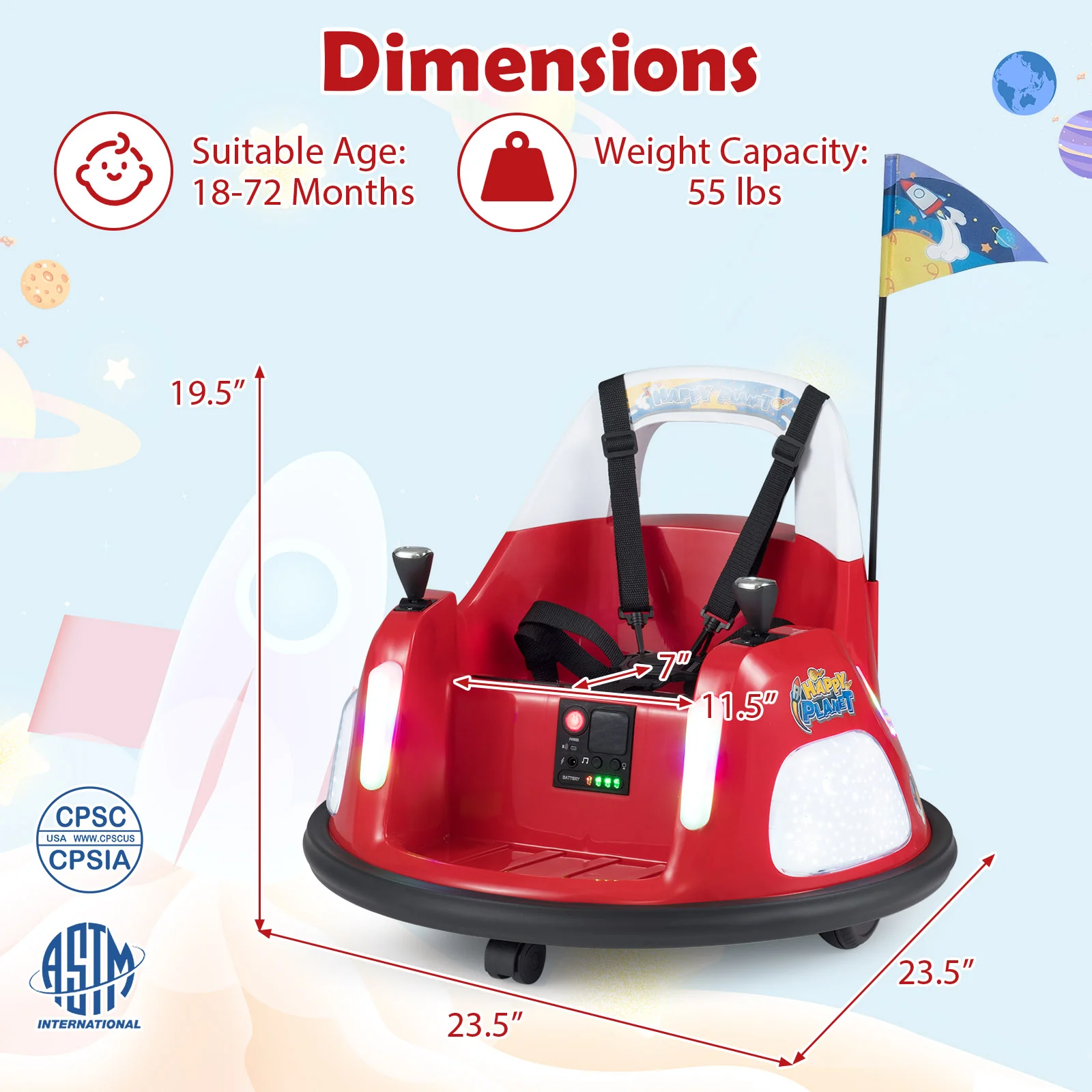 12V Kids Ride On Bumper Car with Remote Control and Flashing Lights - Image 21