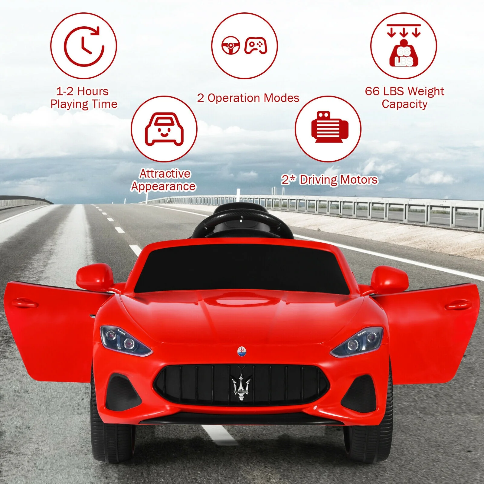 12V Kids Ride-On Car with Remote Control and Lights - Image 10