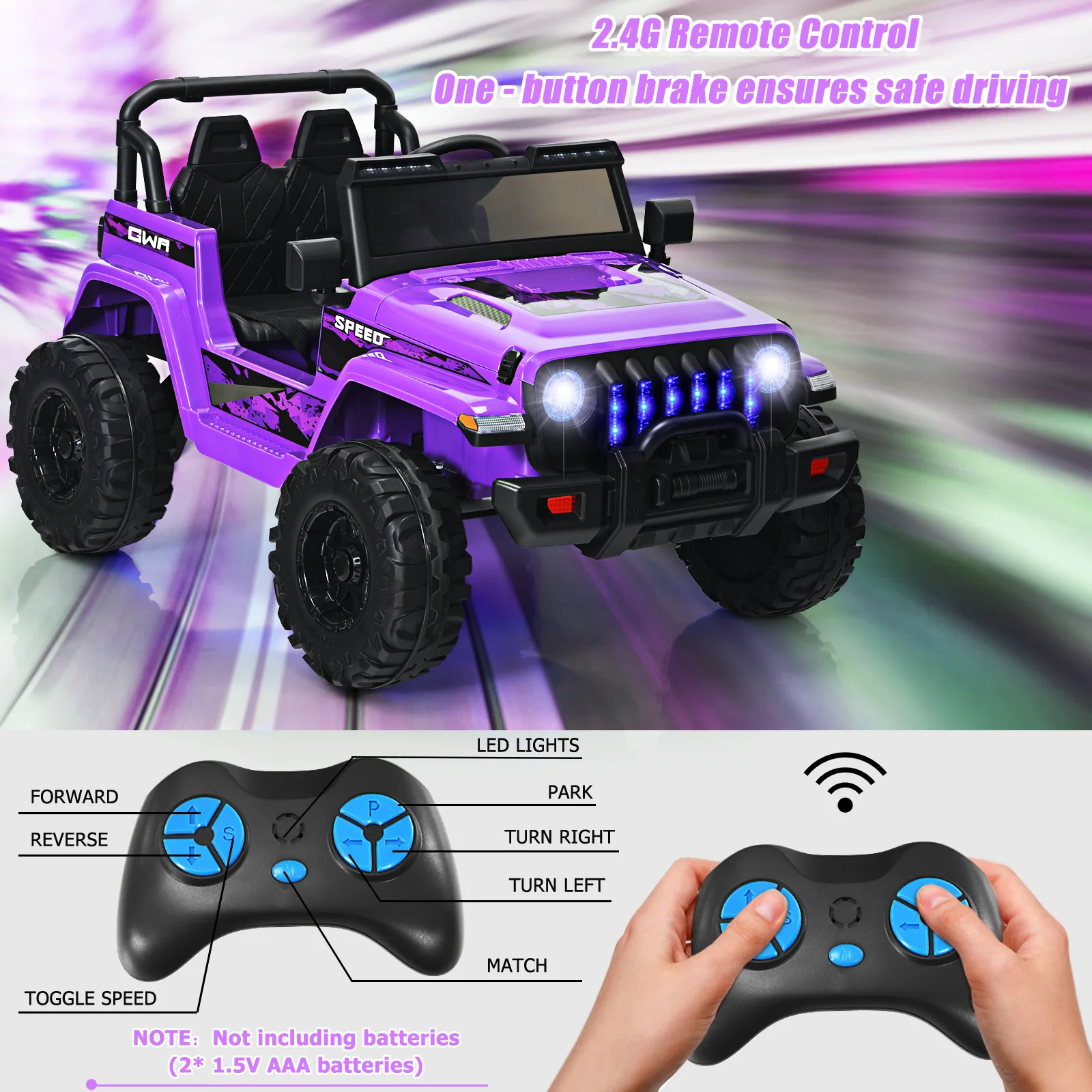 12V Kids Ride-on Jeep Car with 2.4 G Remote Control - Image 43