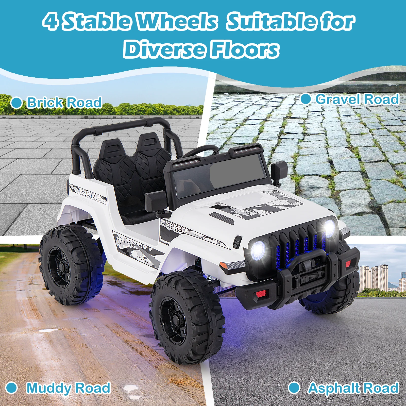 12V Kids Ride-on Jeep Car with 2.4 G Remote Control - Image 52