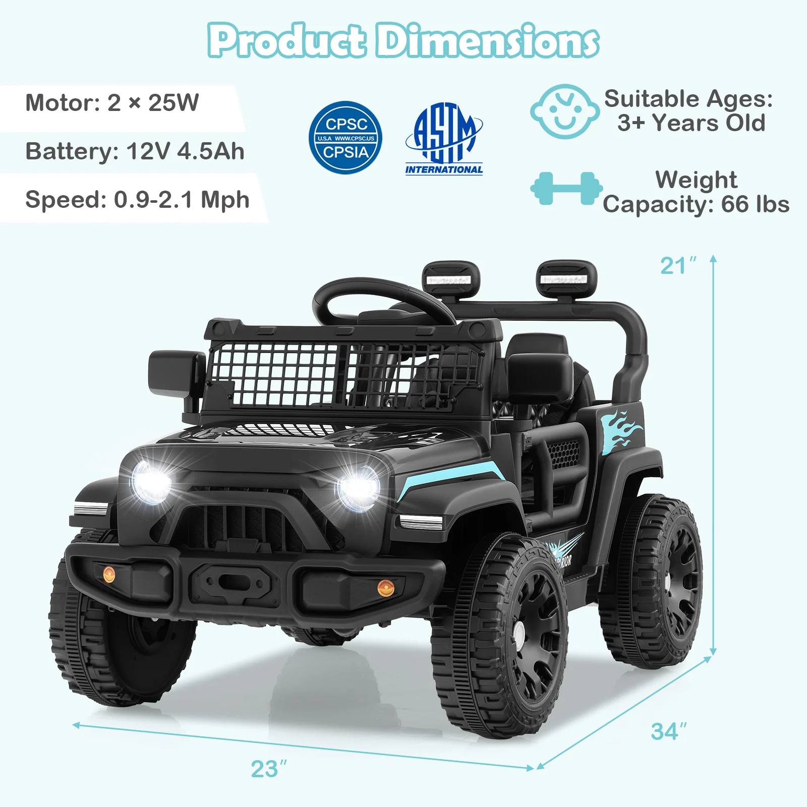 12V Kids Ride on Truck Car Battery Powered Electric Vehicle - Image 4