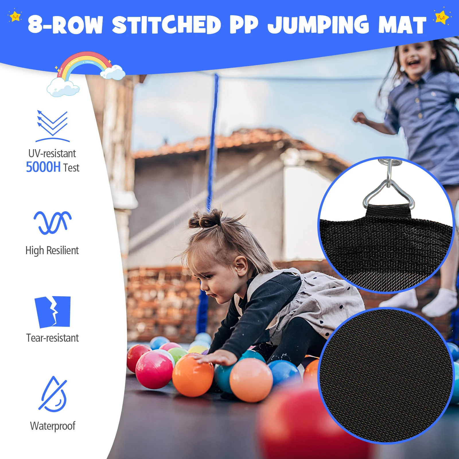 15/16 Feet Outdoor Recreational Trampoline with Enclosure Net - Image 23