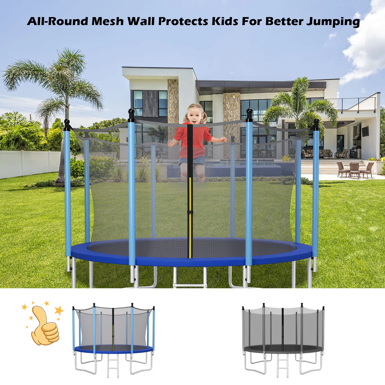 15/16 Feet Trampoline Replacement Safety Net with Adjustable Straps - Image 6