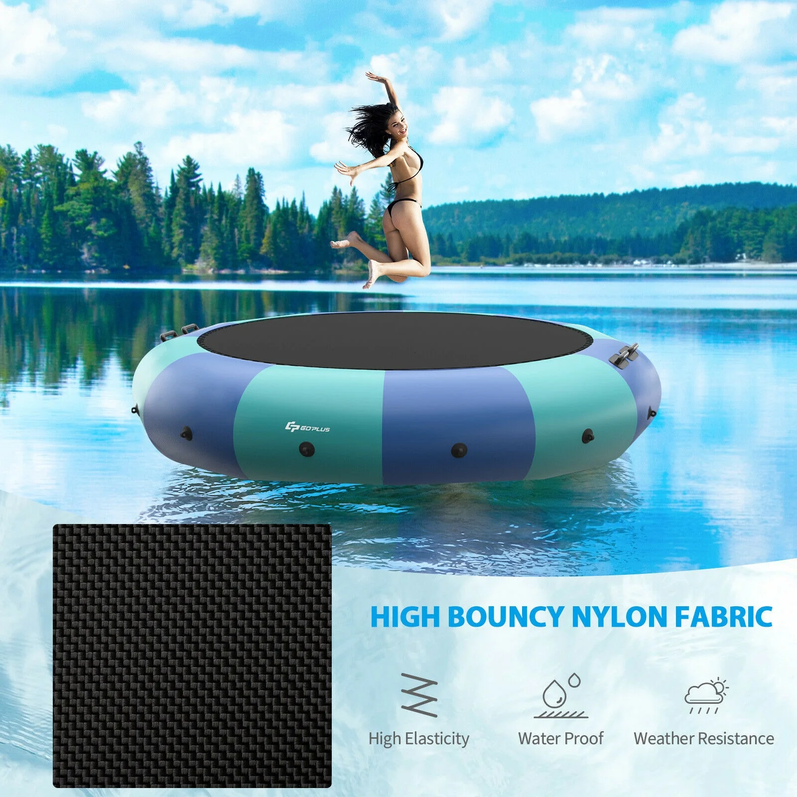 15 Feet Inflatable Splash Padded Water Bouncer Trampoline - Image 14