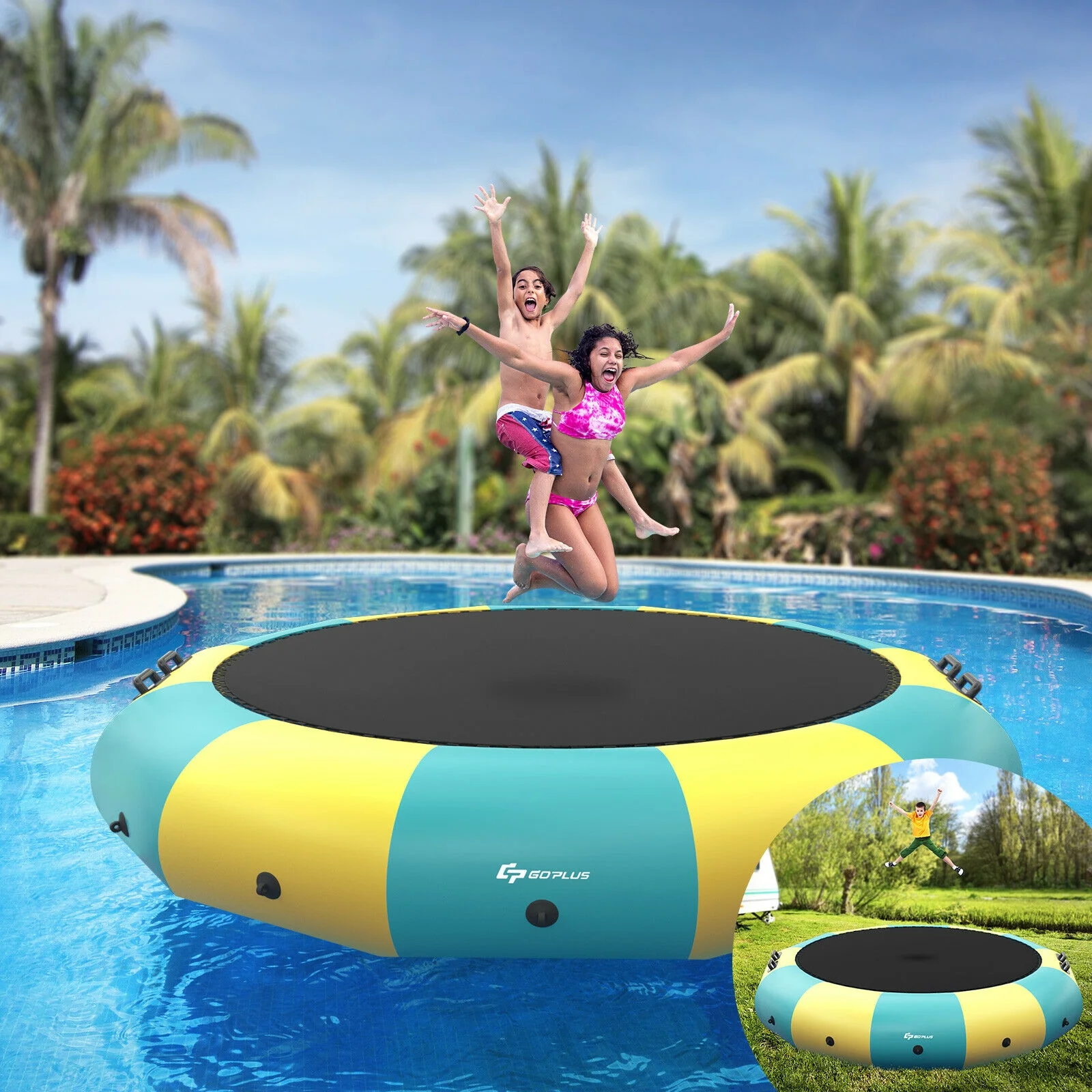 15 Feet Inflatable Splash Padded Water Bouncer Trampoline - Image 2