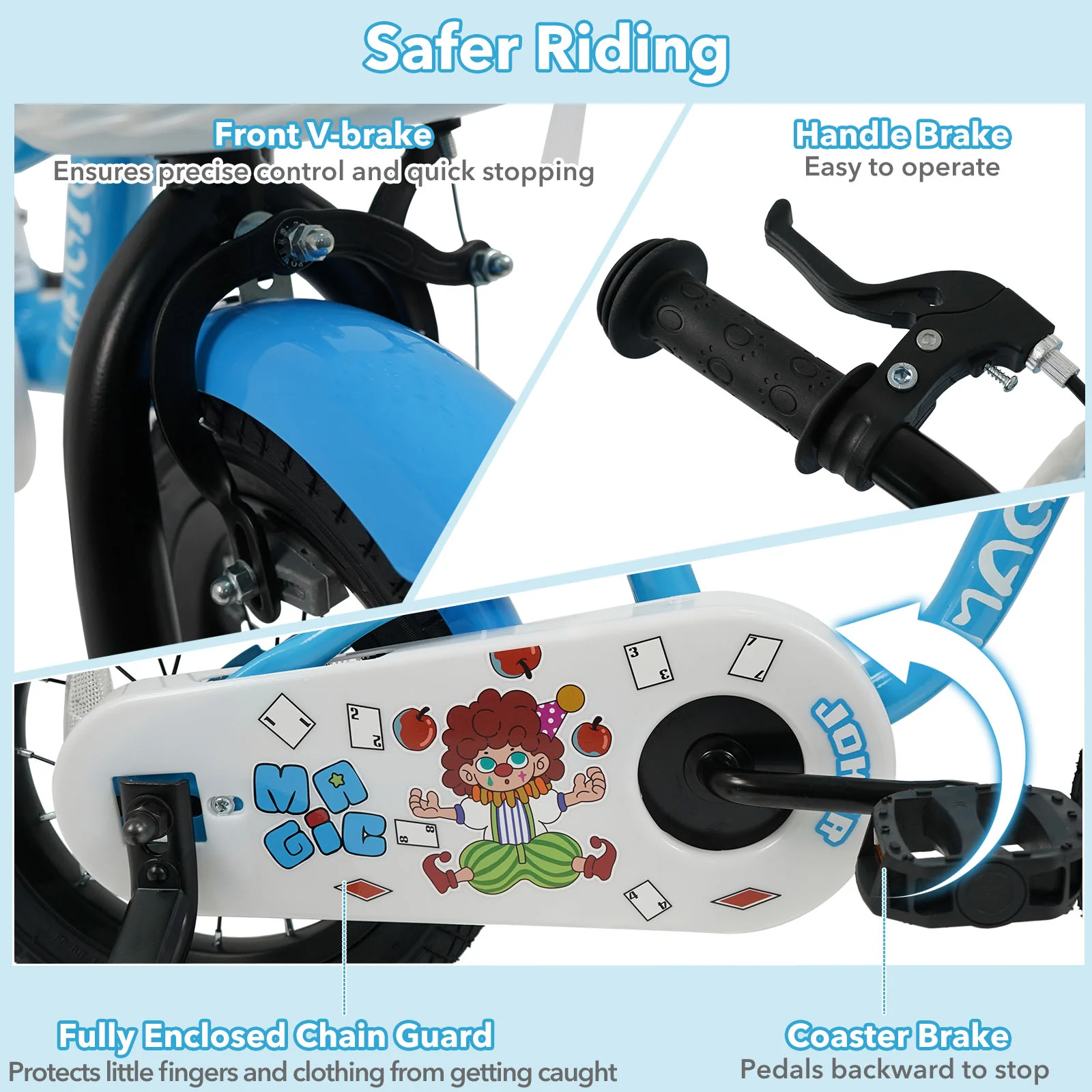 16 Inch Kids Bike with Training Wheels and Basket Navy Color - Image 13