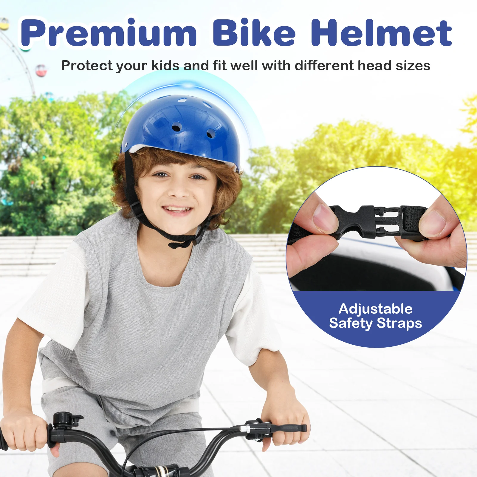 18 Inch Kids Bike with Helmet Protective Set Blue - Image 7