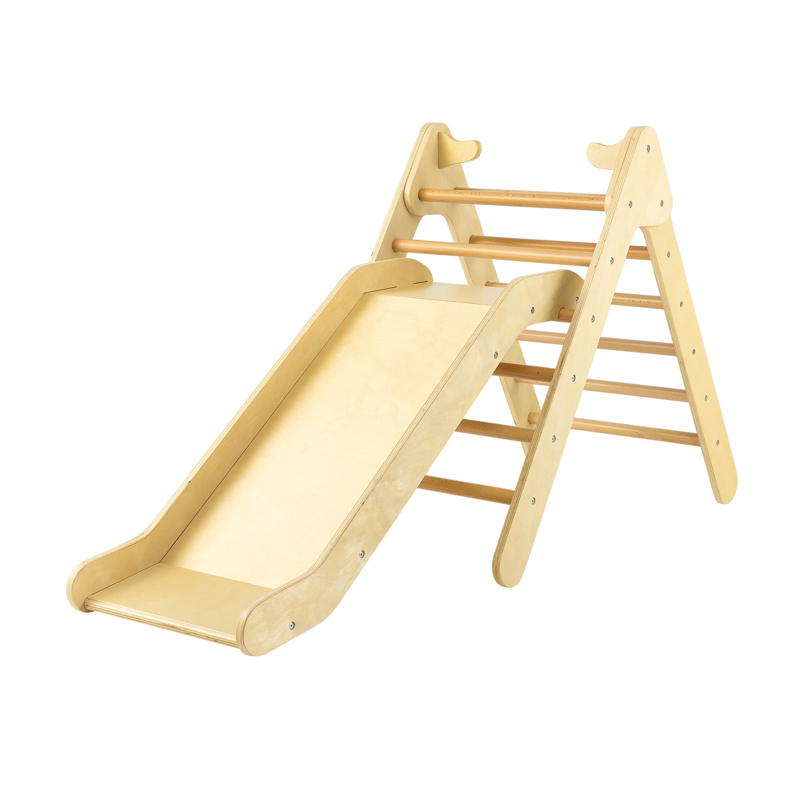 2-in-1 Wooden Triangle Climber Set with Gradient Adjustable Slide - Image 9