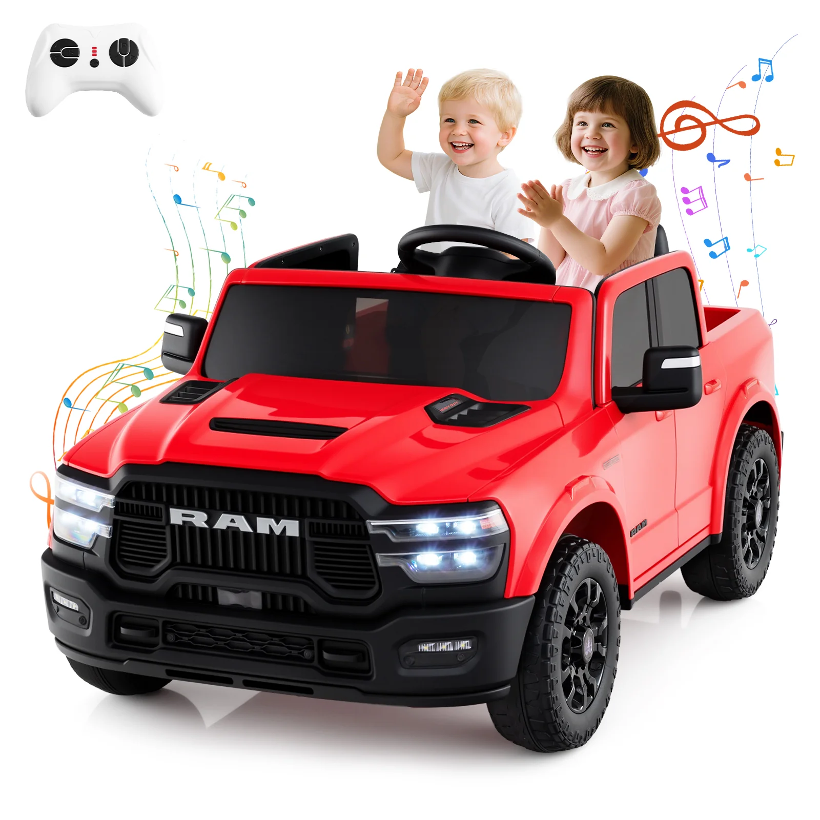 2 Seater 24V Ride on Toy for Big Kids Licensed Ram Truck with Remote and Music - Image 13