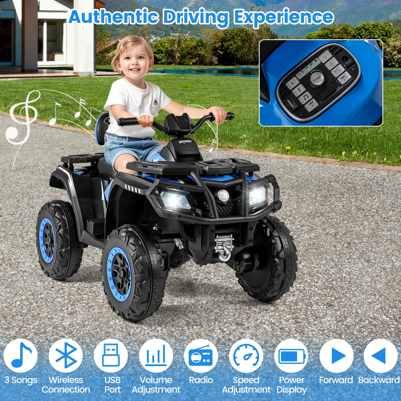 24V Kids ATV 2-Seater with 4 Motors with LED Lights and Music - Image 8