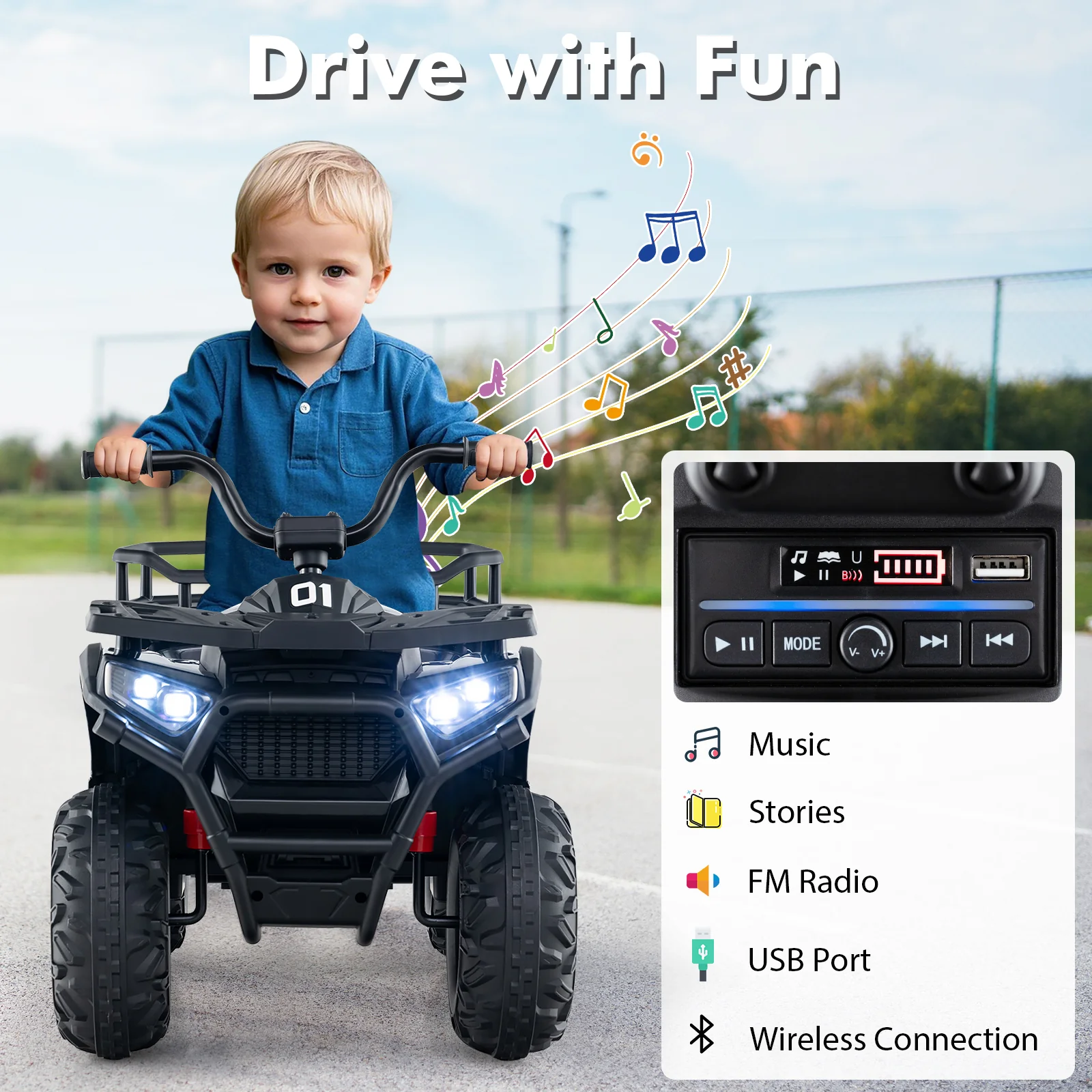 24V Kids Ride on Electric ATV Quad Car with Realistic Sounds and  LED Lights - Image 8