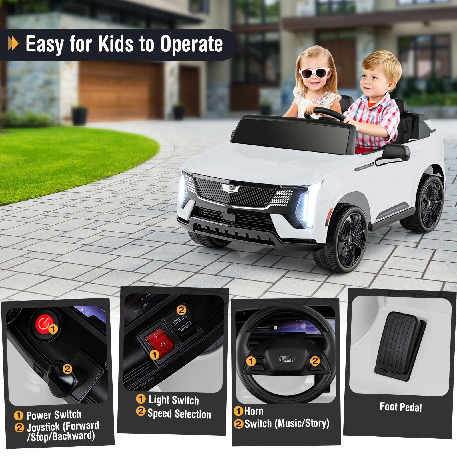 24V Ride on Truck 2-Seater Licensed Cadillac with Remote Control - Image 24