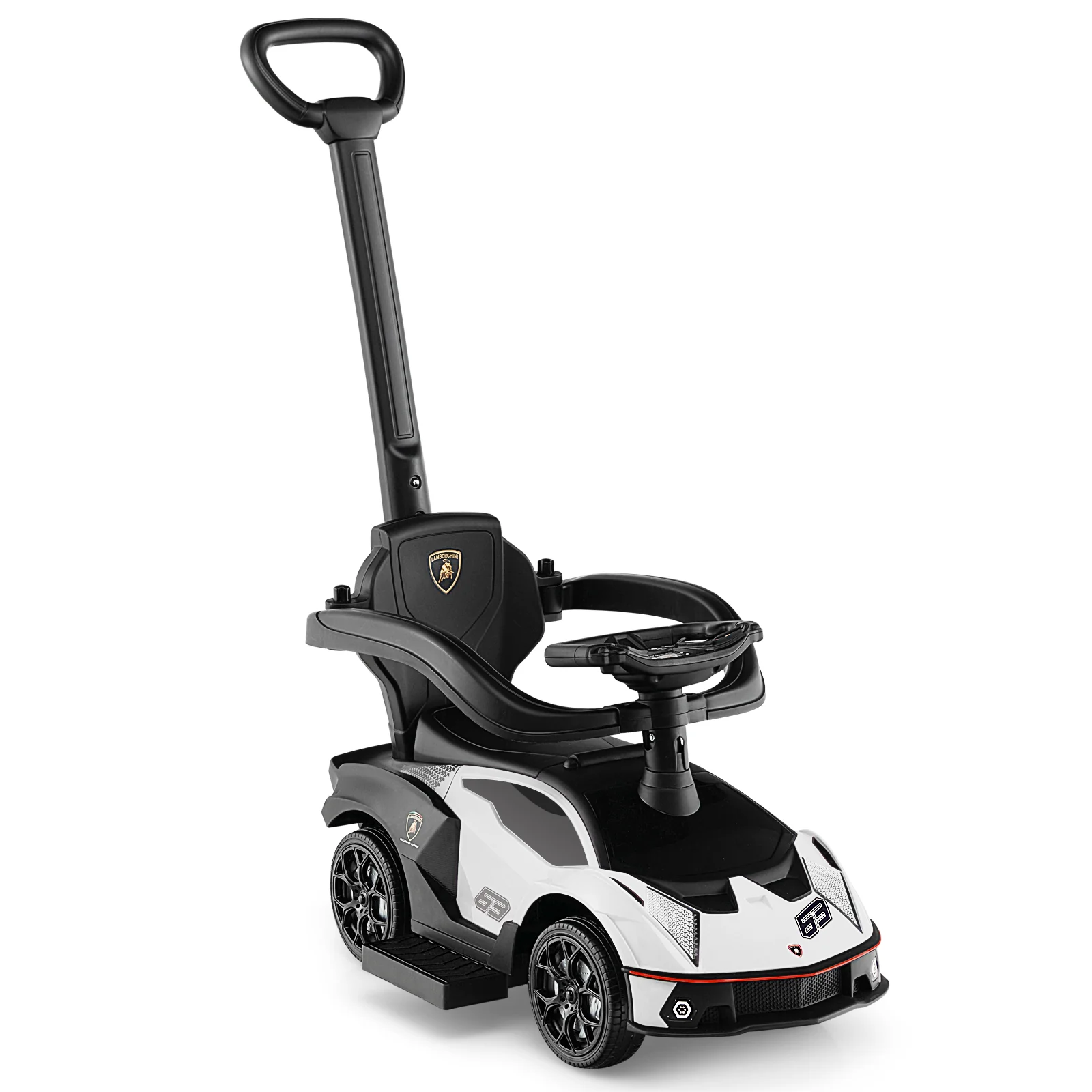 3-in-1 Licensed Lamborghini Ride on Push Car with Handle Guardrail - Image 11