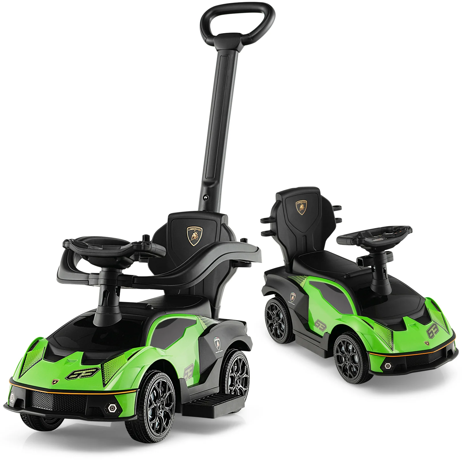 3-in-1 Licensed Lamborghini Ride on Push Car with Handle Guardrail - Image 4