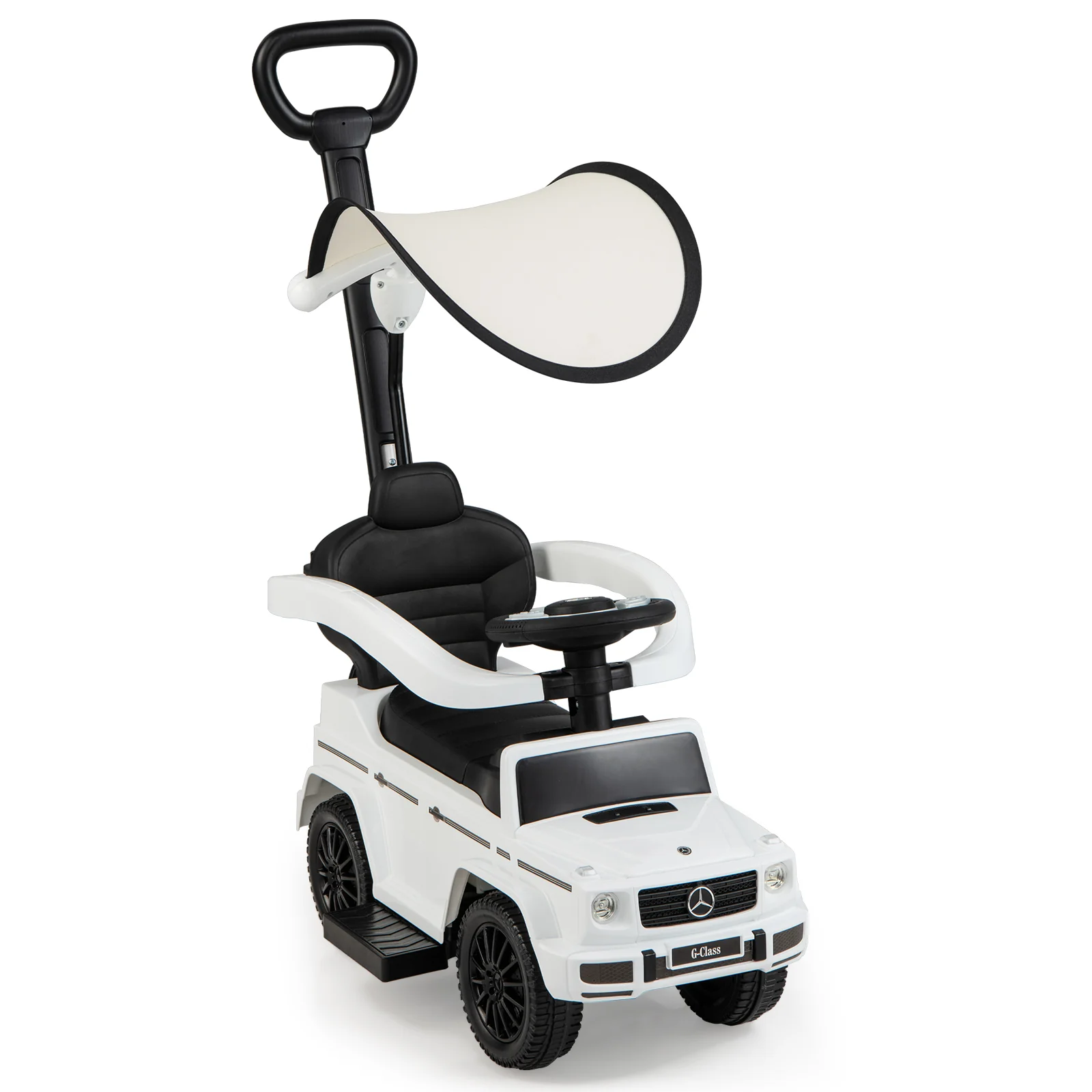 3-In-1 Ride on Push Car Mercedes Benz G350 Stroller Sliding Car with Canopy - Image 28