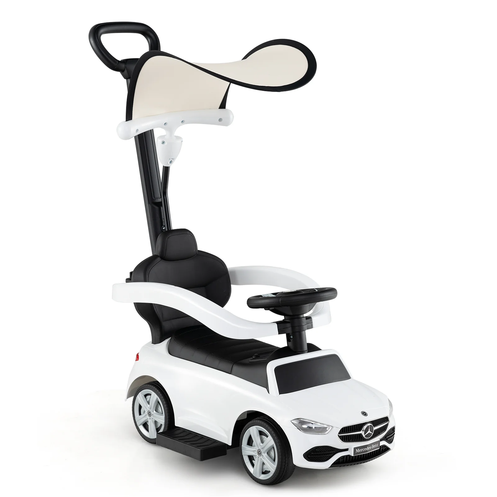 3-in-1 Ride on Push Car Mercedes-Benz Licensed Sliding Car with Canopy - Image 19