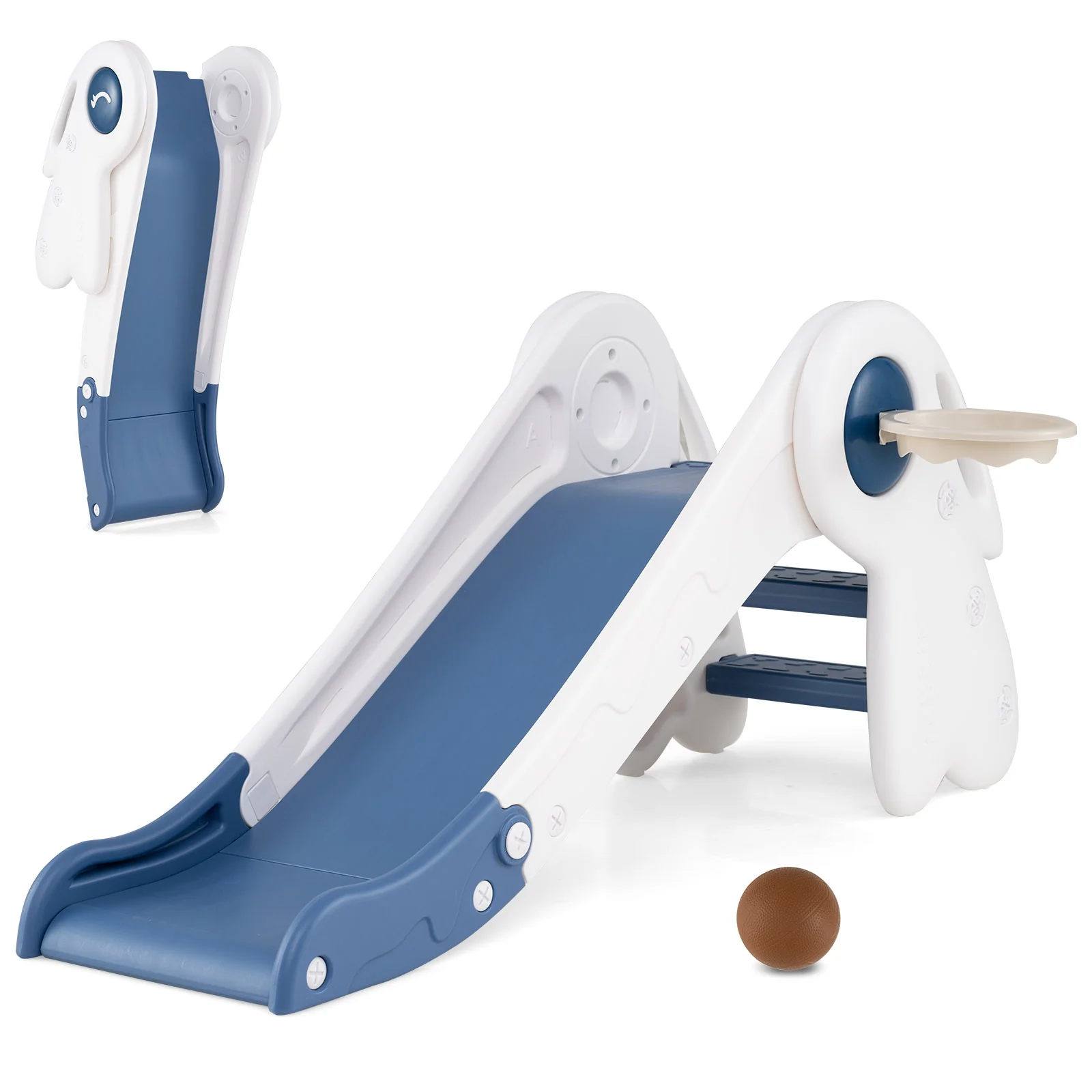 3 in 1 Toddler Slide Baby Slide Climber Playset with Basketball Hoop and Basketball - Image 10