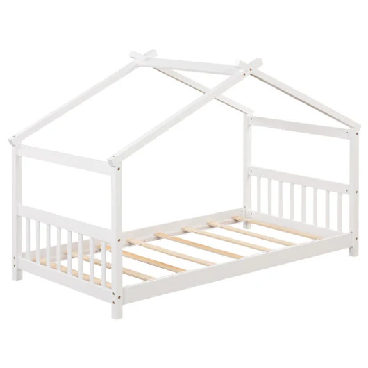 3-Piece Kid’s Room Bundle: Twin Size Wooden House Bed + Kid's Table and Chairs Set + Kids 2-Shelf Bookcase - Image 5