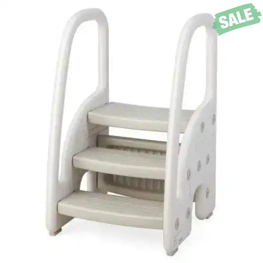 3-Step Stool with Safety Handles and Non-slip Pedals for Toddlers-Gray - Image 4