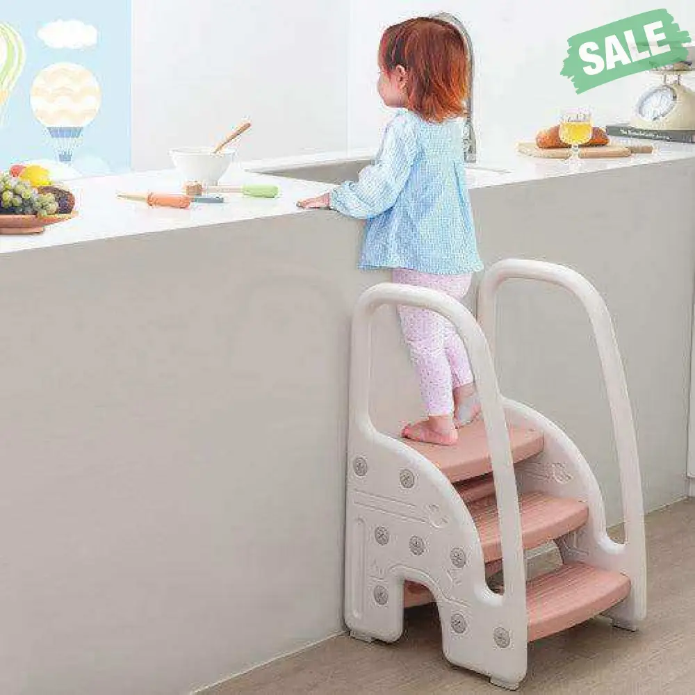 3-Step Stool with Safety Handles and Non-slip Pedals for Toddlers-Gray - Image 8