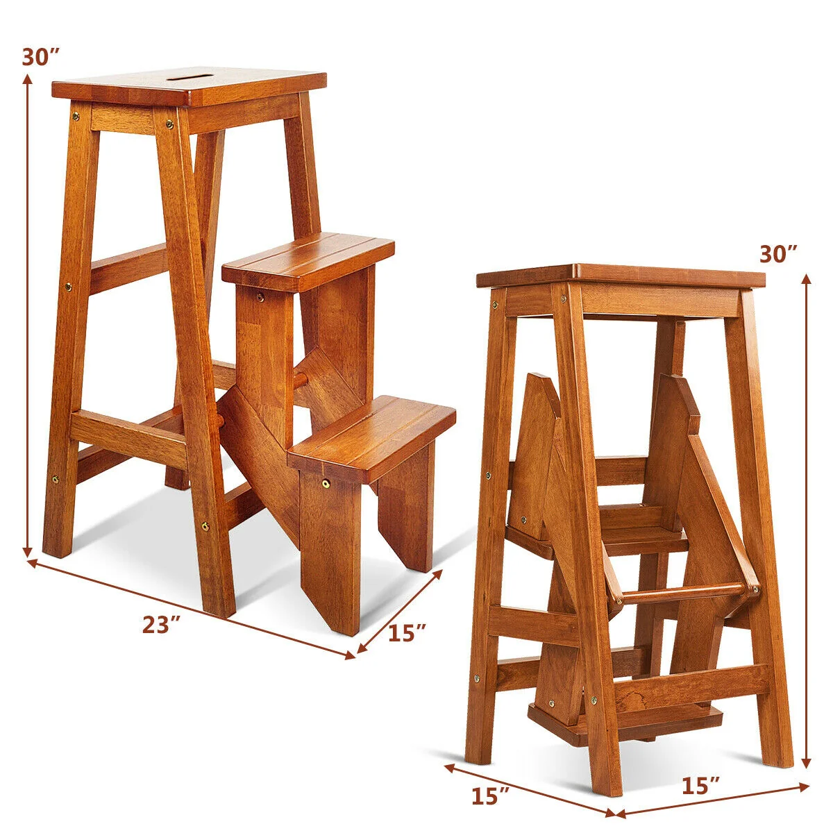 3 Tier Step Stool 3 in 1 Folding Ladder Bench - Image 13