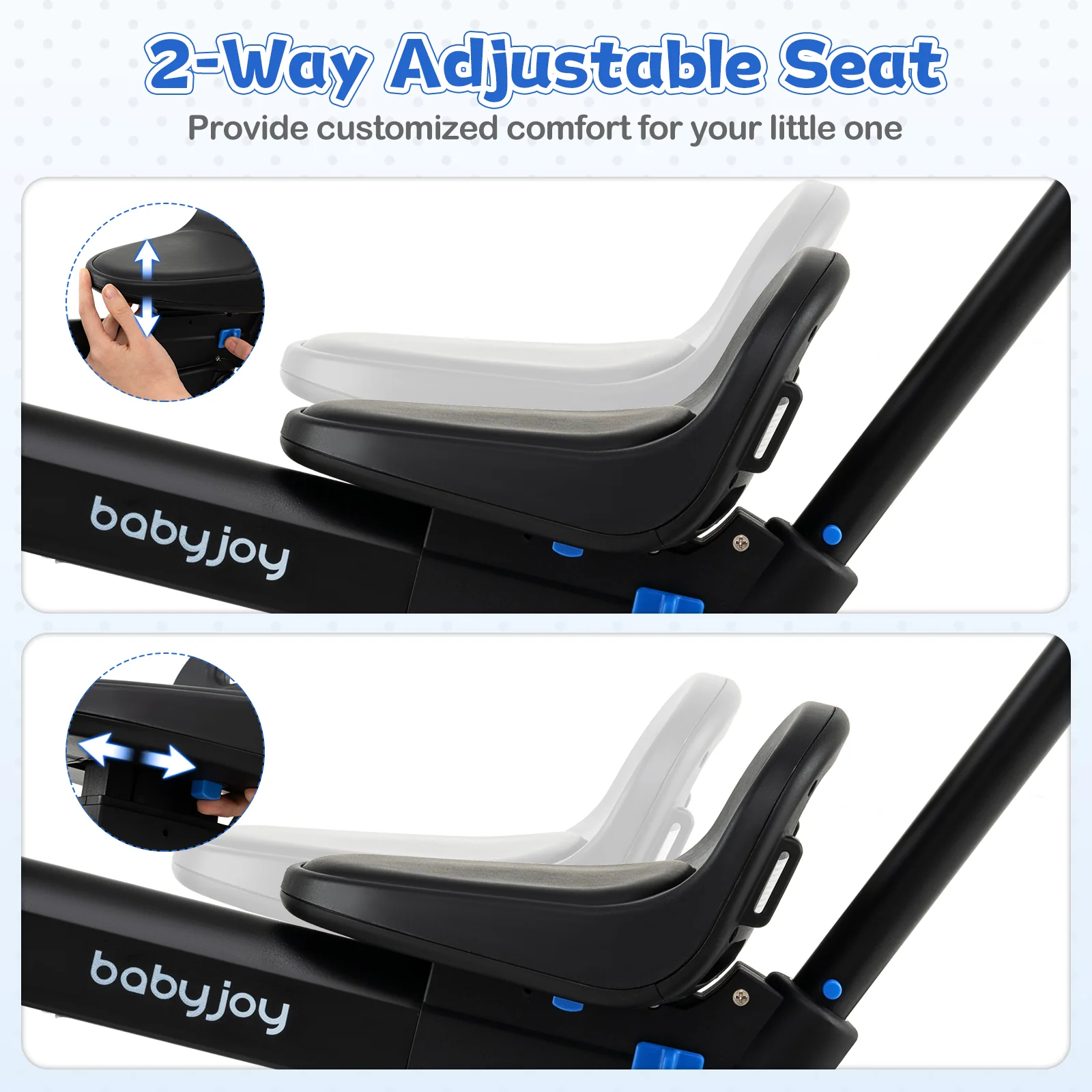 4-in-1 Foldable Toddler Tricycle with Push Handle with Adjustable Seat - Image 7