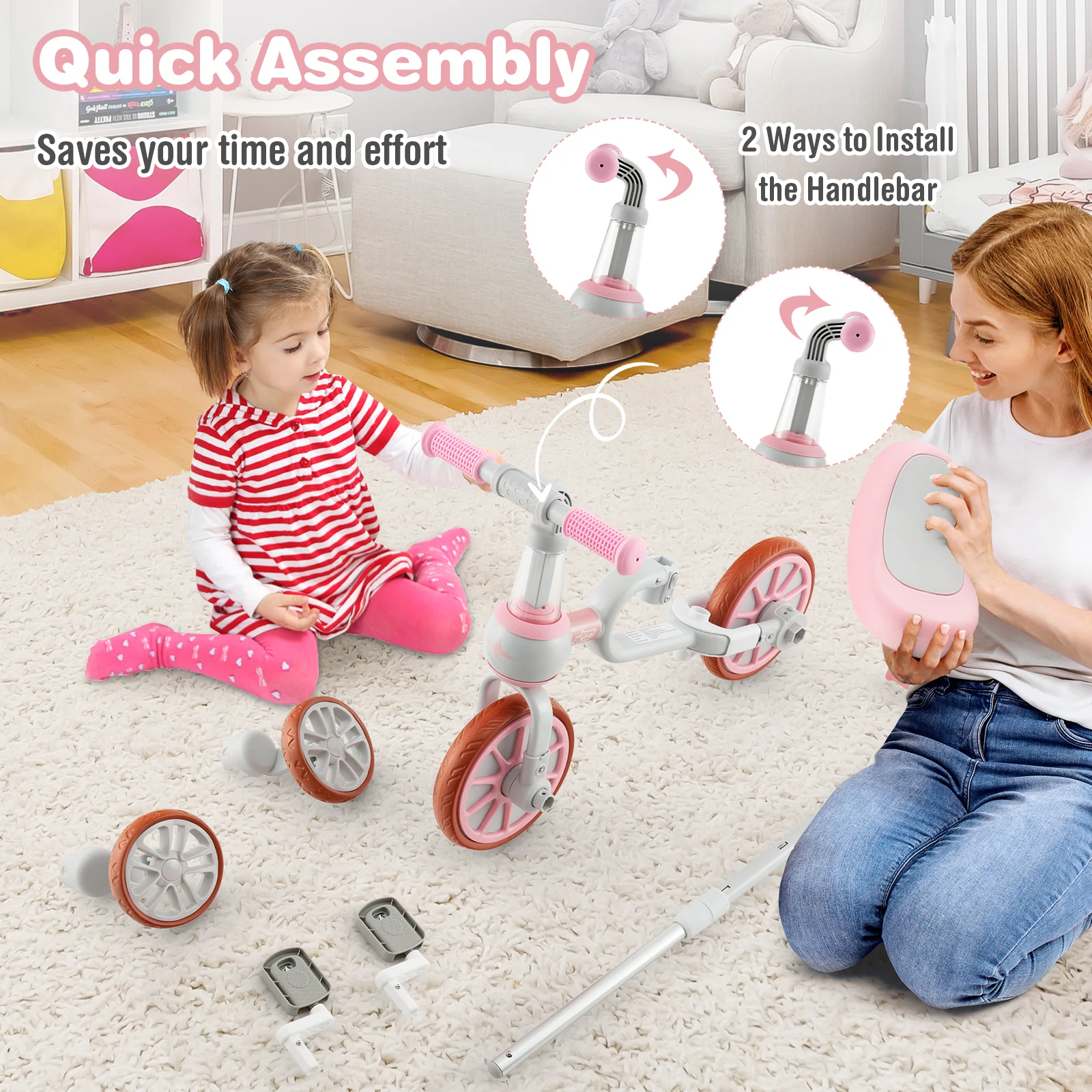 4-in-1 Kids Trike Bike with Adjustable Parent Push Handle and Seat Height - Image 15