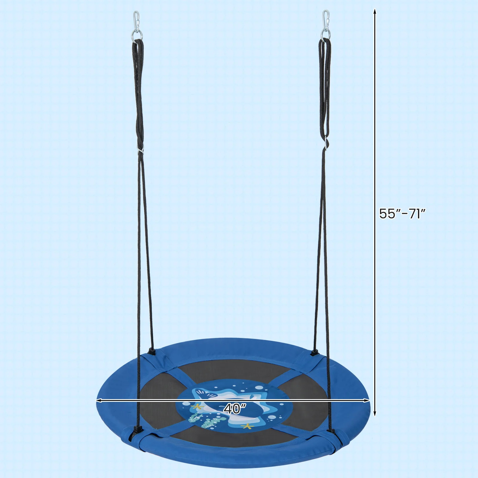 40 Inches Saucer Tree Swing with Adjustable Hanging Ropes and 900D Oxford Fabric - Image 13
