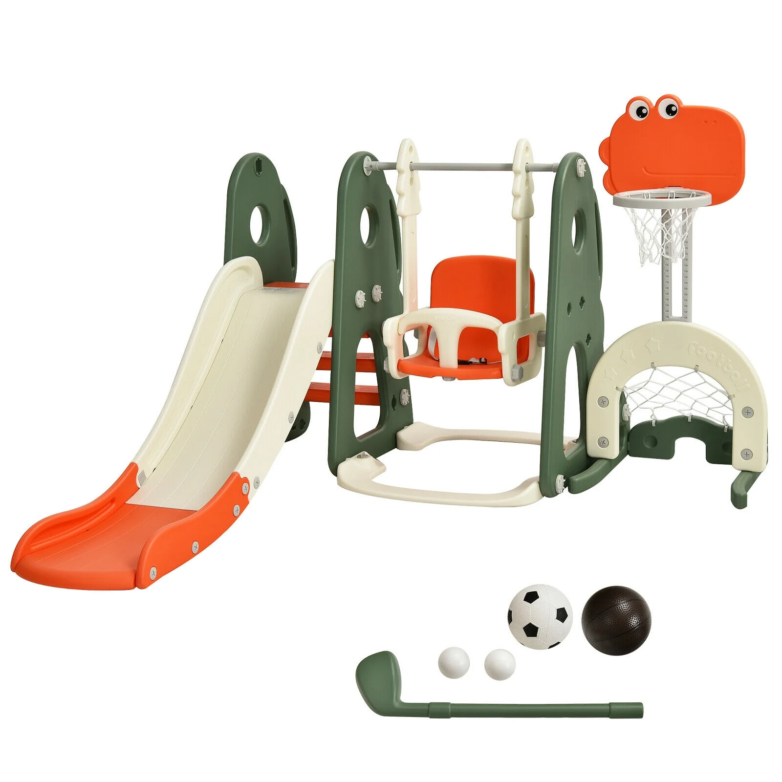 6 in 1 Toddler Slide and Swing Set with Ball Games - Image 3