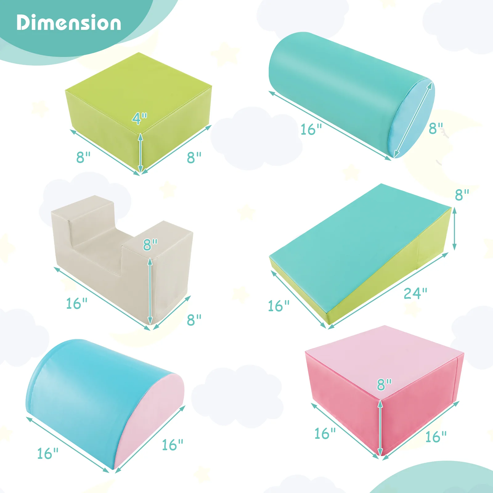 6 Pieces Foam Climbing Blocks Indoor Climb and Crawl Activity Playset with Rectangles - Image 20