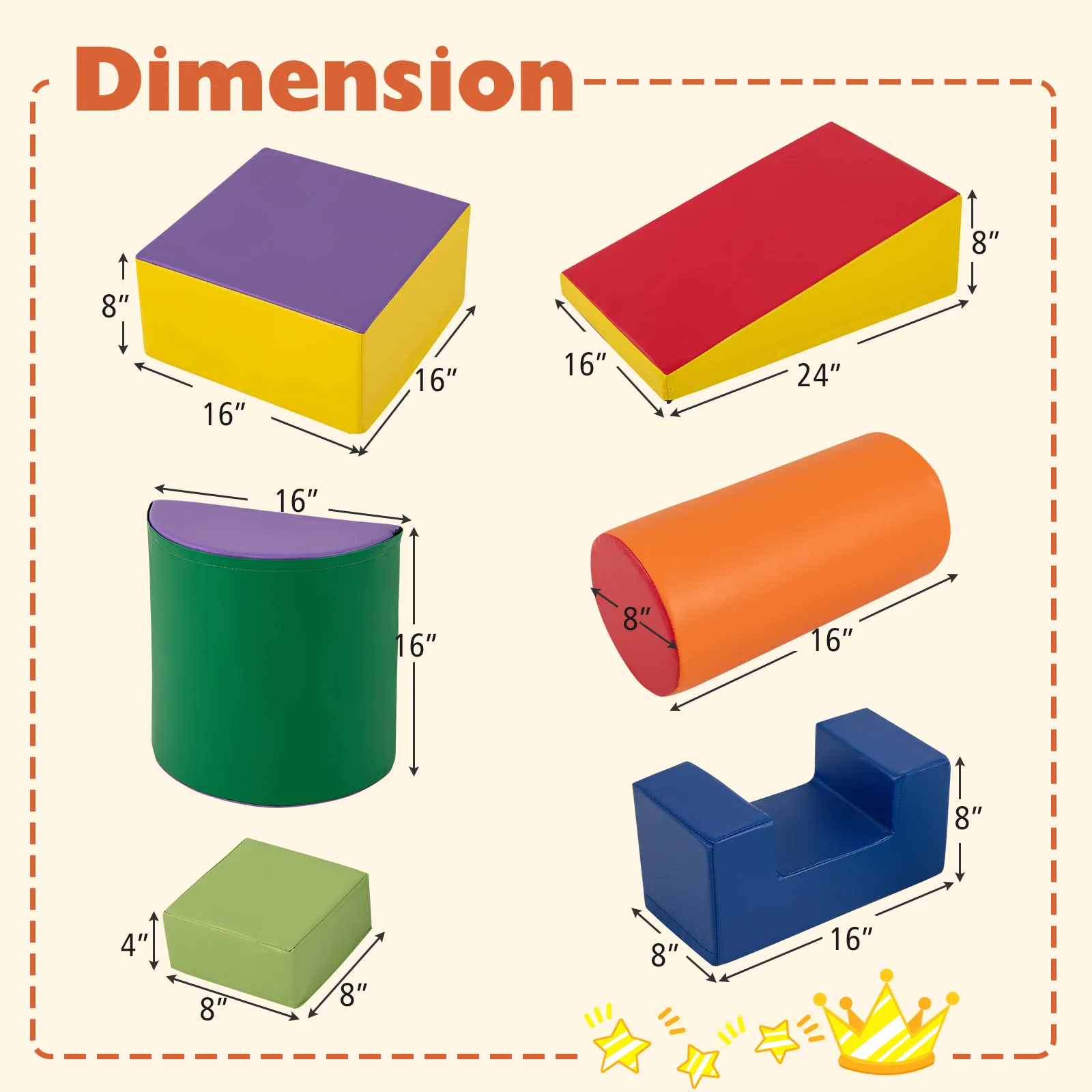6 Pieces Foam Climbing Blocks Indoor Climb and Crawl Activity Playset with Rectangles - Image 37