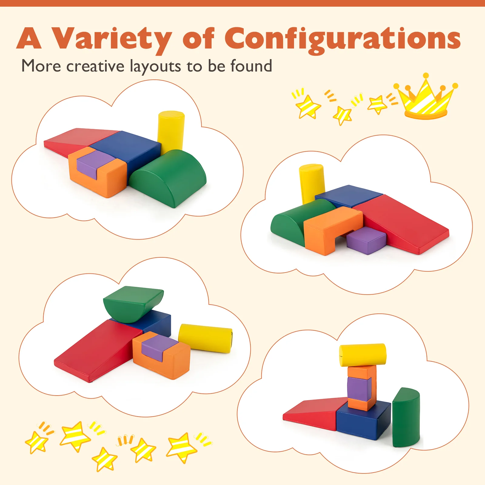 6 Pieces Foam Climbing Blocks Indoor Climb and Crawl Activity Playset with Rectangles - Image 46