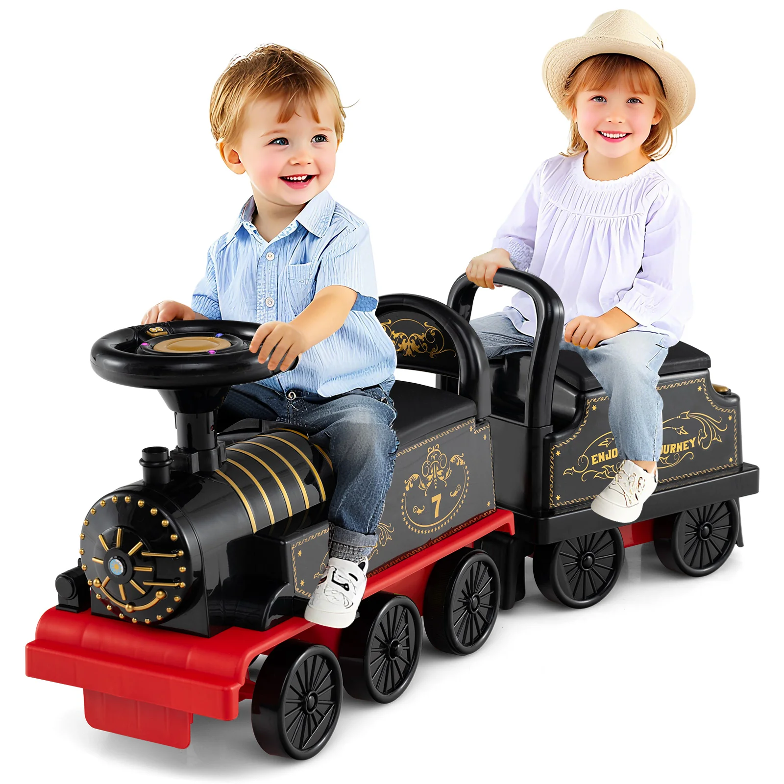 6V Ride on Train 2-Seater with Carriage and Flashing LED Lights - Image 19