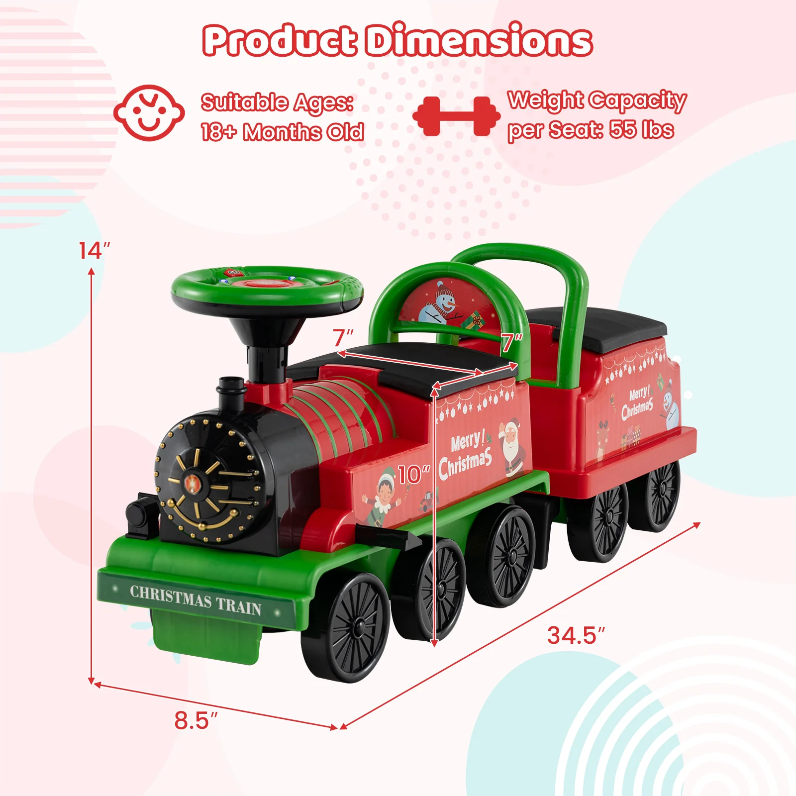 6V Toddler Ride On Train Combo: Track Ride & 2-Seater Carriage Set - Image 4