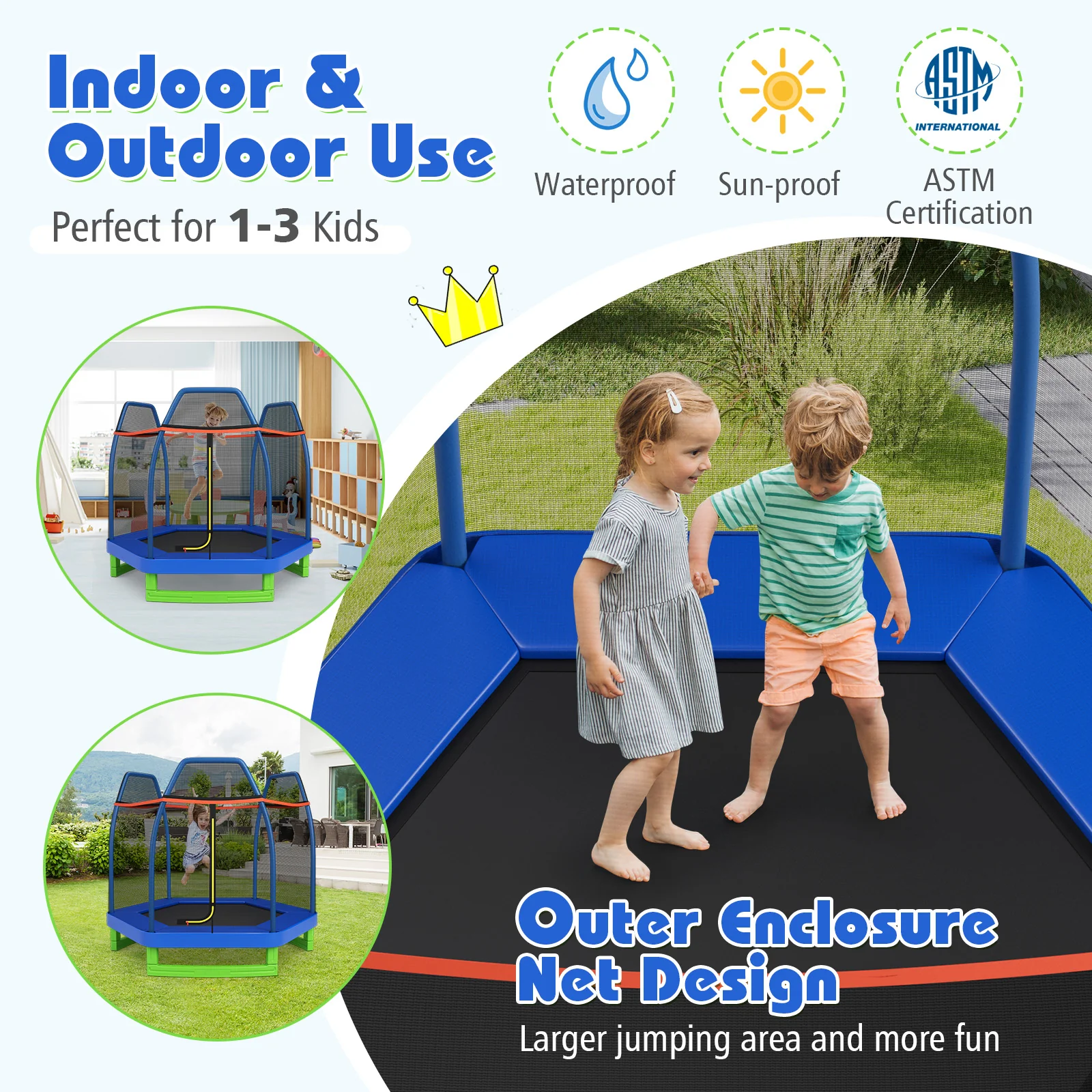 7 Feet Kids Recreational Bounce Jumper Trampoline - Image 13