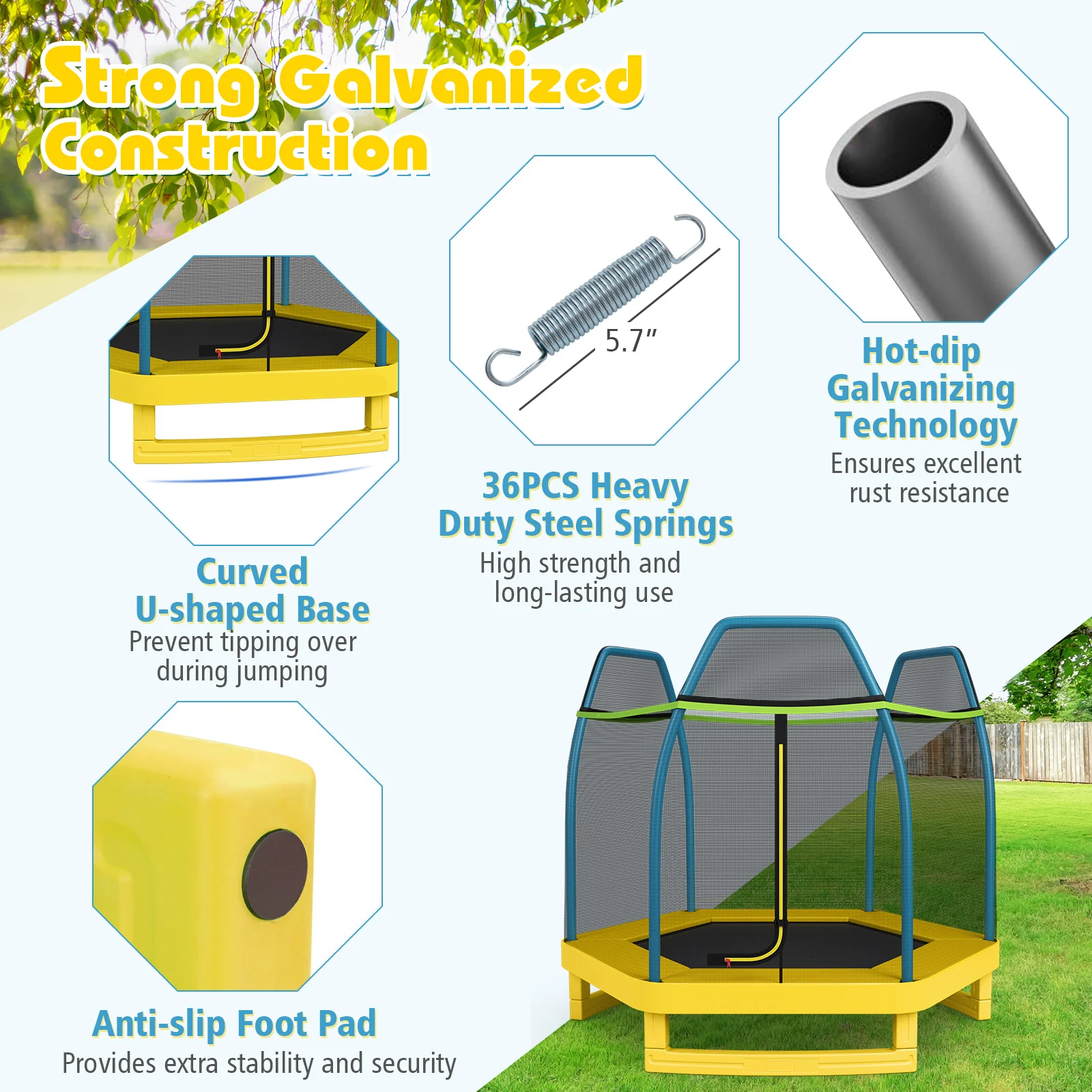 7 Feet Kids Recreational Bounce Jumper Trampoline - Image 23