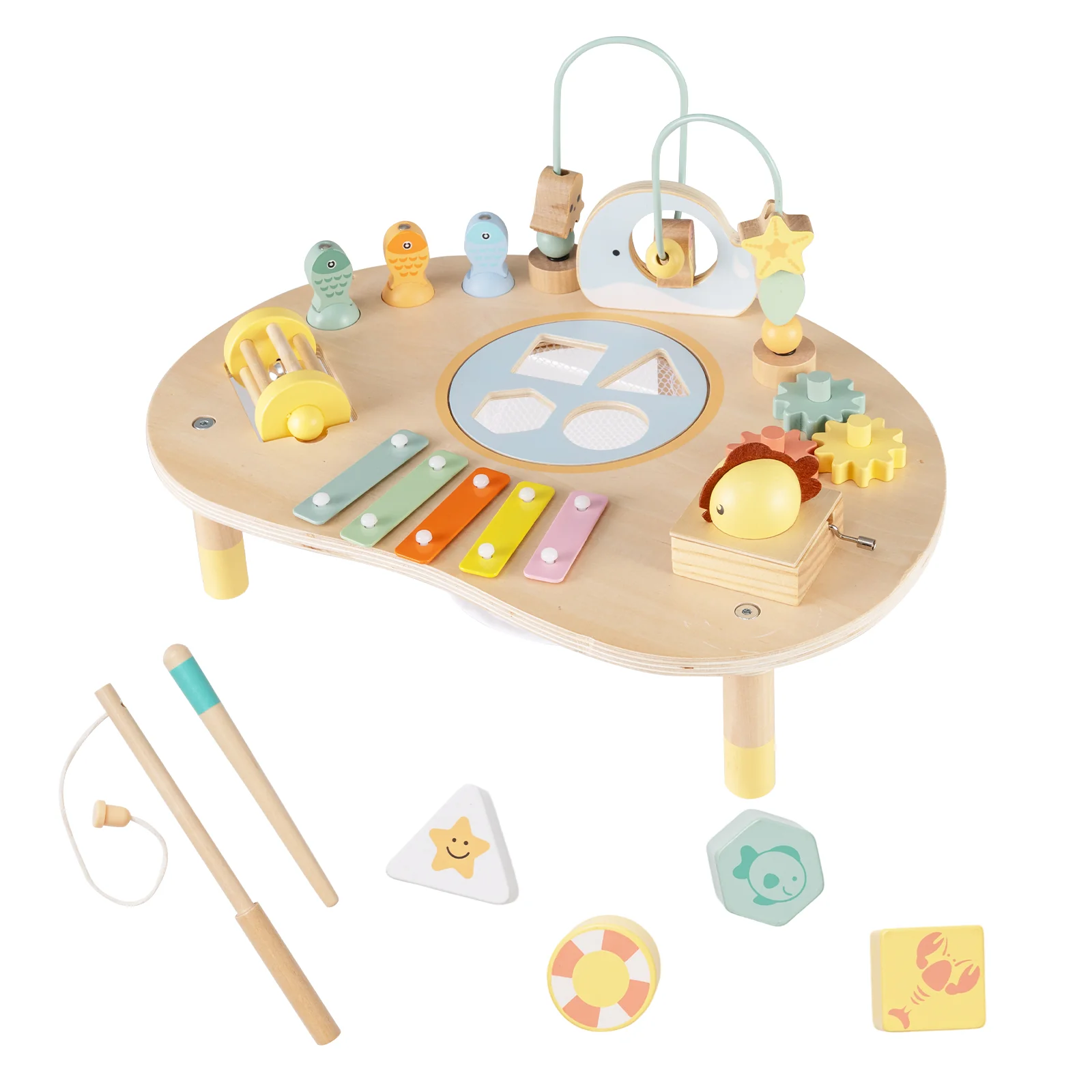 7-in-1 Toddler Activity Table Montessori Sensory Toy for 12 Month+ Wooden Musical Play Table - Image 3