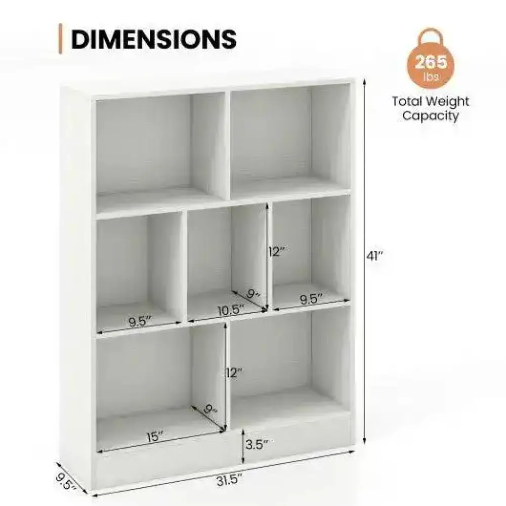7-Section Freestanding Bookshelf for Kids Room Classroom Daycare Nursery-Natural - Image 12