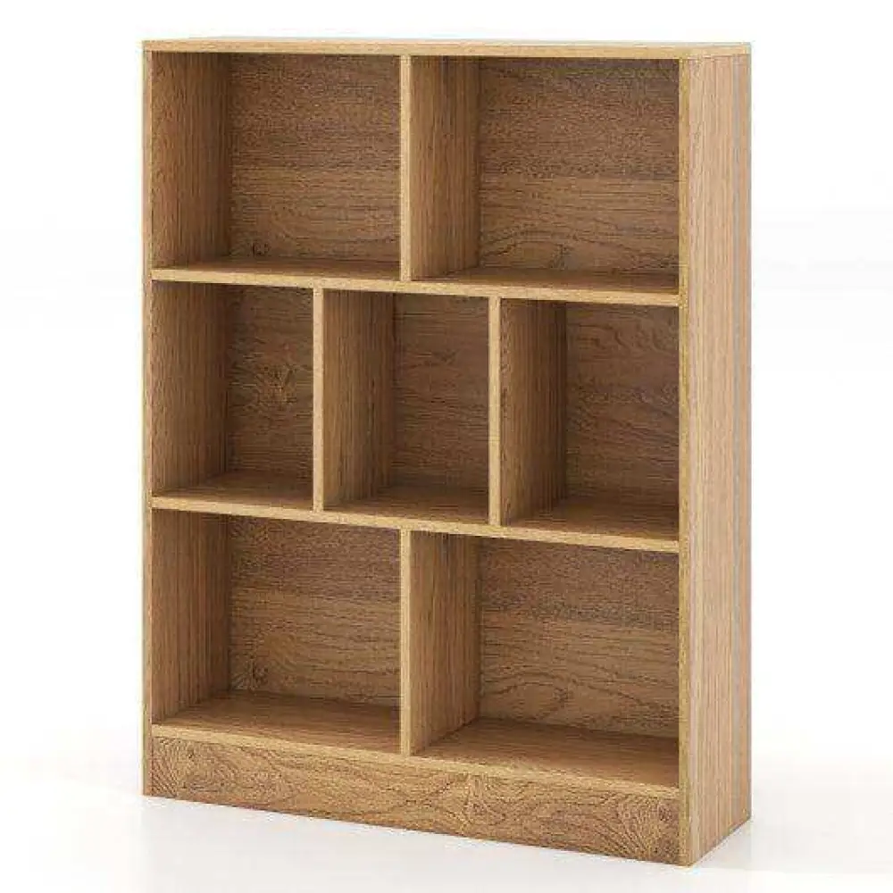 7-Section Freestanding Bookshelf for Kids Room Classroom Daycare Nursery-Natural - Image 3