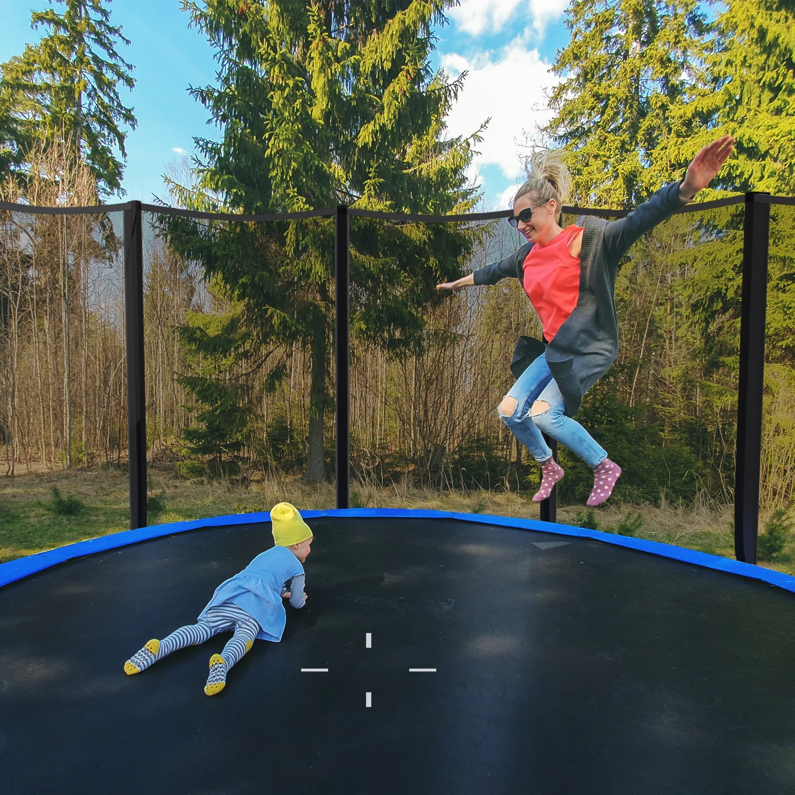 8/10/12/14/15/16 Feet Outdoor Trampoline Bounce Combo with Safety Closure Net Ladder - Image 9