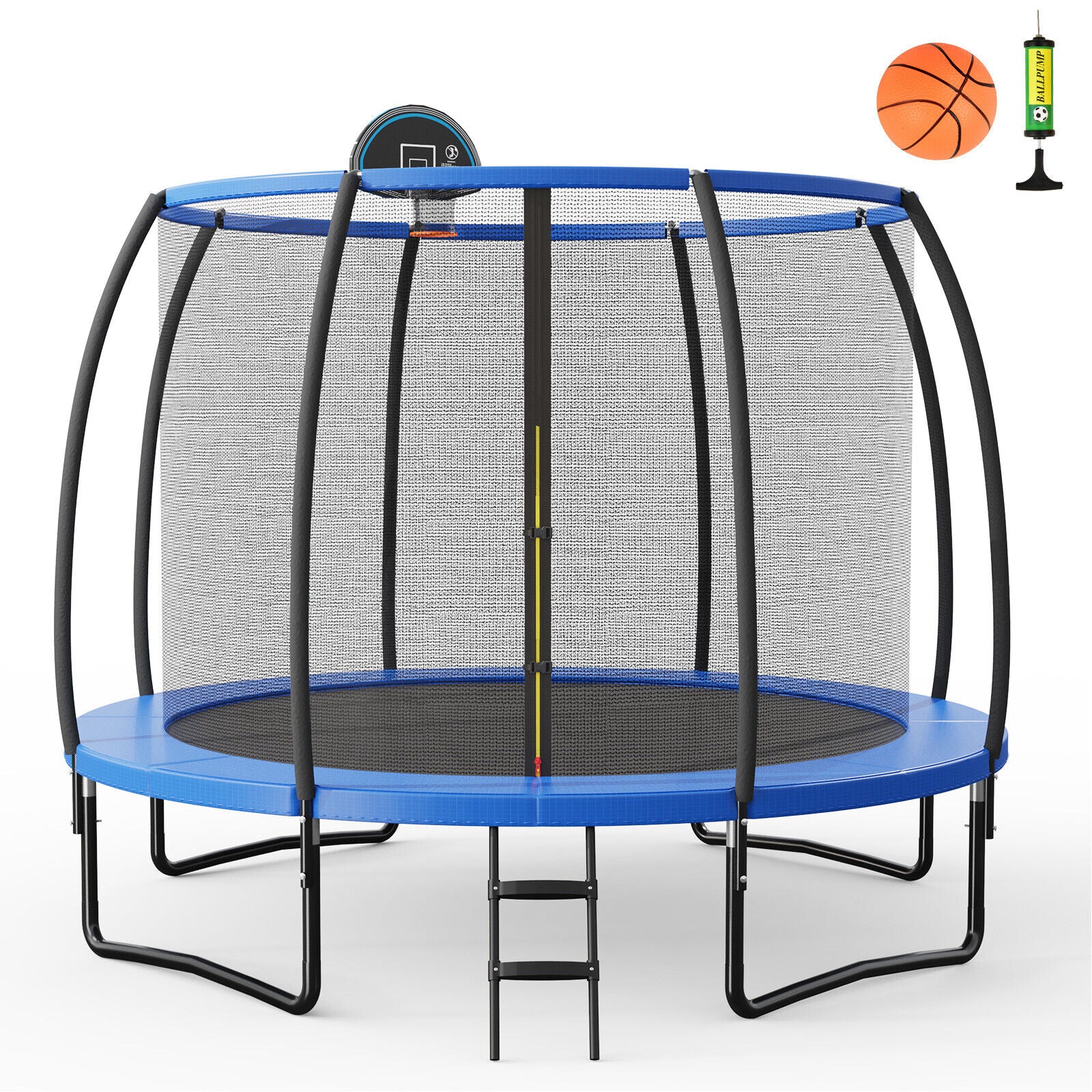 8 Feet Recreational Trampoline with Basketball Hoop and Net Ladder - Image 19